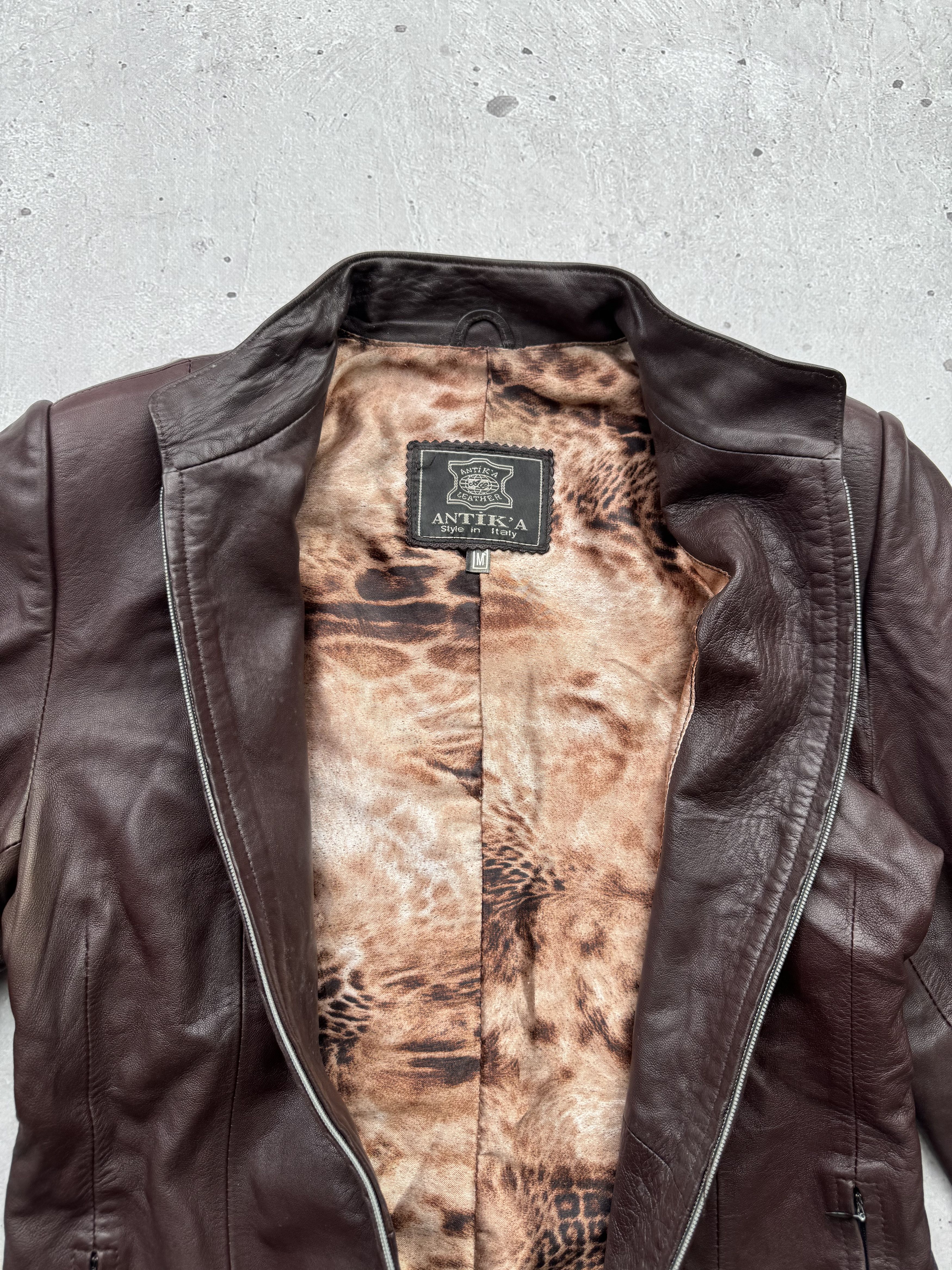 Genuine Leather Vintage Multi Zipped Leather Jacket Size M / US 6-8 / IT 42-44 - 7 Thumbnail