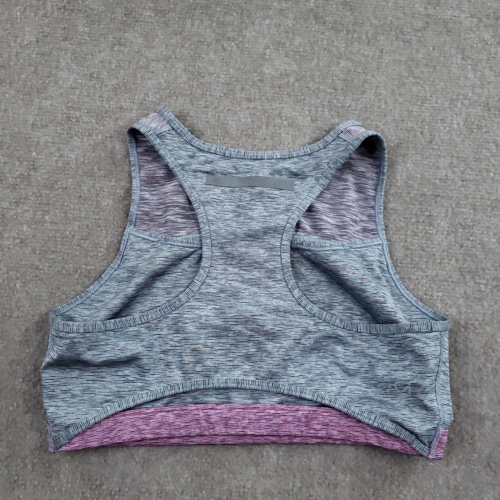 Vintage GapFit Sports Bra Womens M Gray Pink Keyhole Racerback Yoga Stretch Size ONE SIZE - 6 Thumbnail