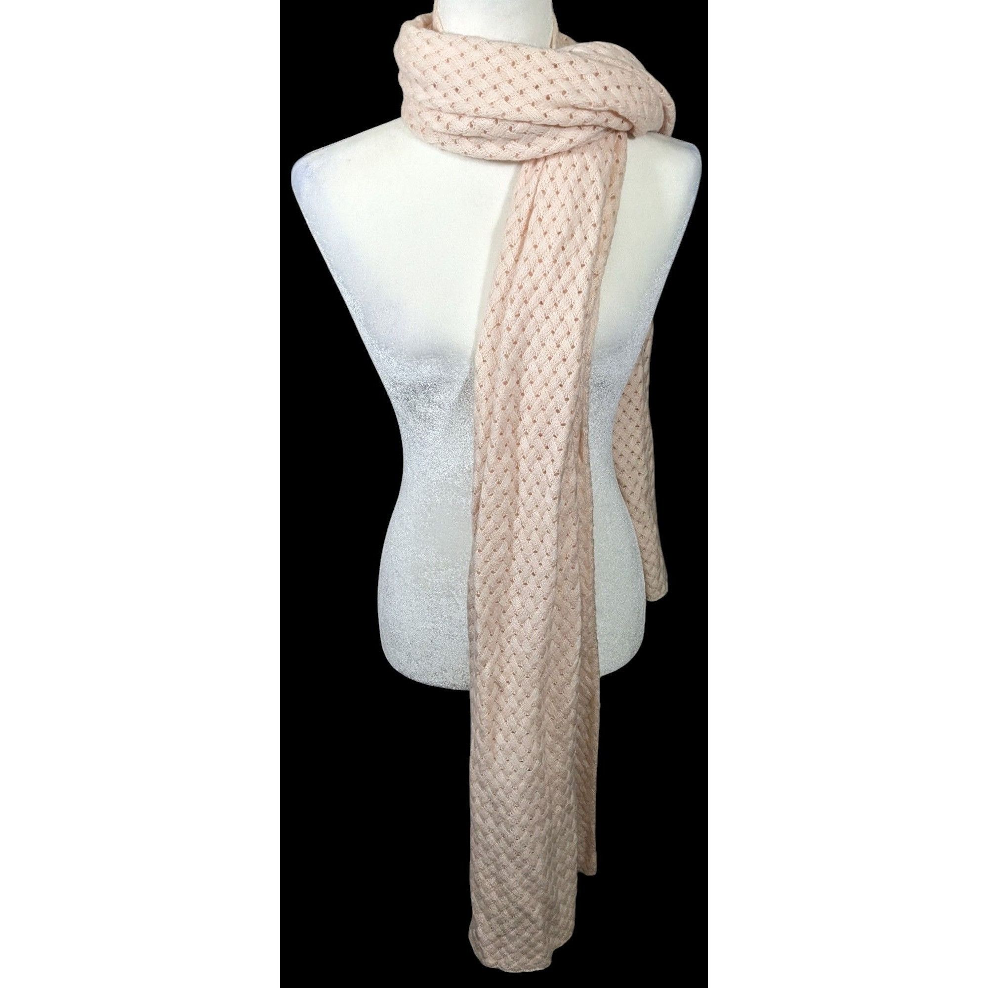 J.Crew Preppy J.Crew Pale Peach Braided Knit Wool Scarf Size ONE SIZE - 3 Thumbnail