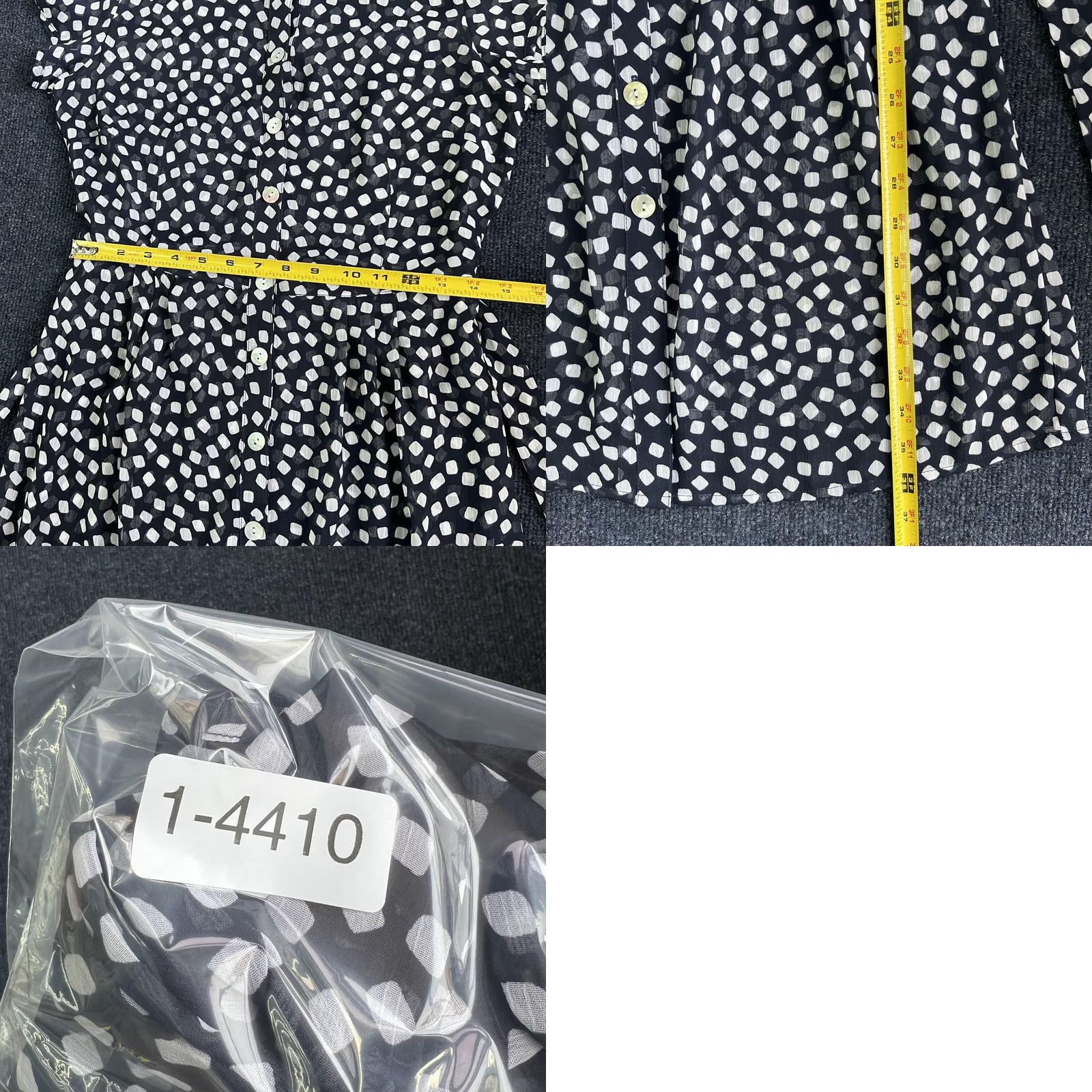 Vintage MSK Dress Womens 6P Black Geometric Polka Dot Belted Shirt Knee Length Workwear Size M / US 6-8 / IT 42-44 - 8 Thumbnail