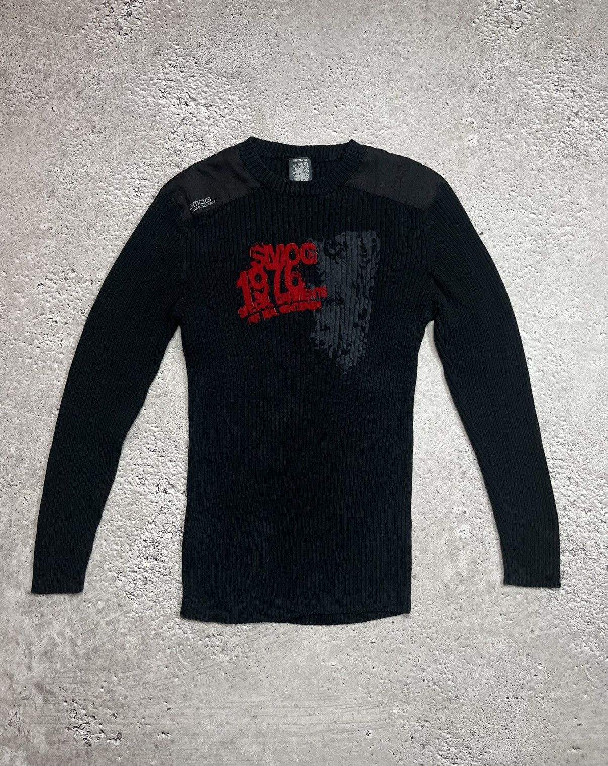 Other SMOG Ribbed Knit Long Sleeve Sweater Black Red Print XXL Size US XXL / EU 58 / 5 - 1 Thumbnail