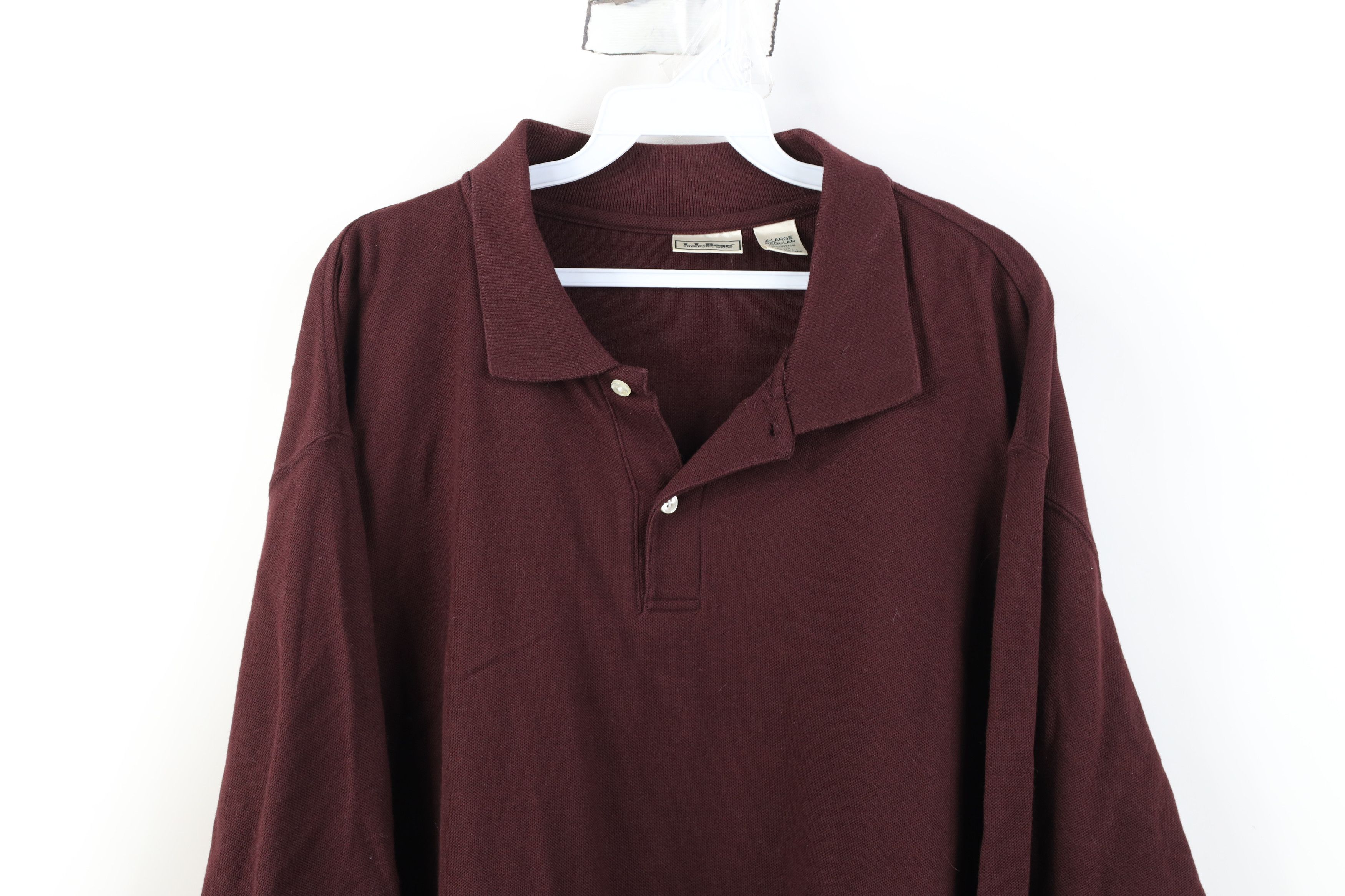 L.L. Bean Vintage 90s LL Bean Cotton Long Sleeve Rugby Polo Maroon USA Size US XL / EU 56 / 4 - 2 Thumbnail