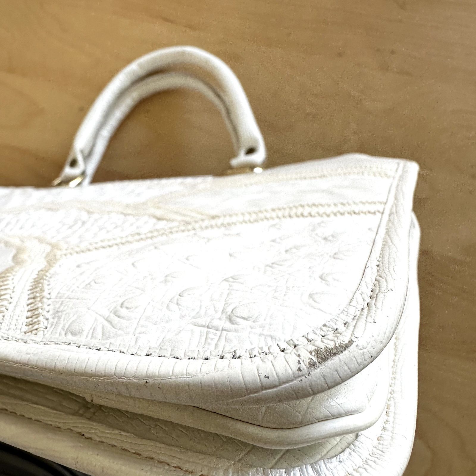 Other VTG Caprice Patchwork Bag Snakeskin Leather Ostrich White Size ONE SIZE - 8 Thumbnail