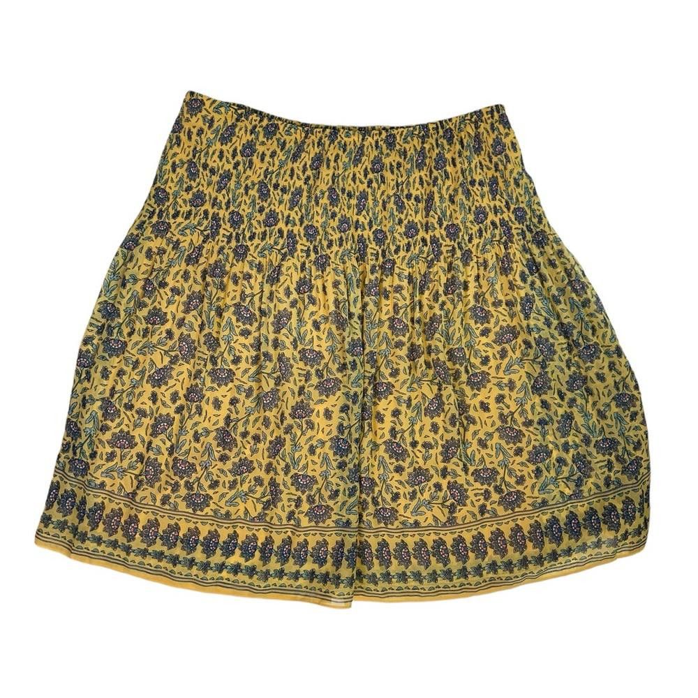 Designer Max Studio l NWT Floral Yellow Smocked Skirt Medium Size 32" / US 10 / IT 46 - 1 Thumbnail
