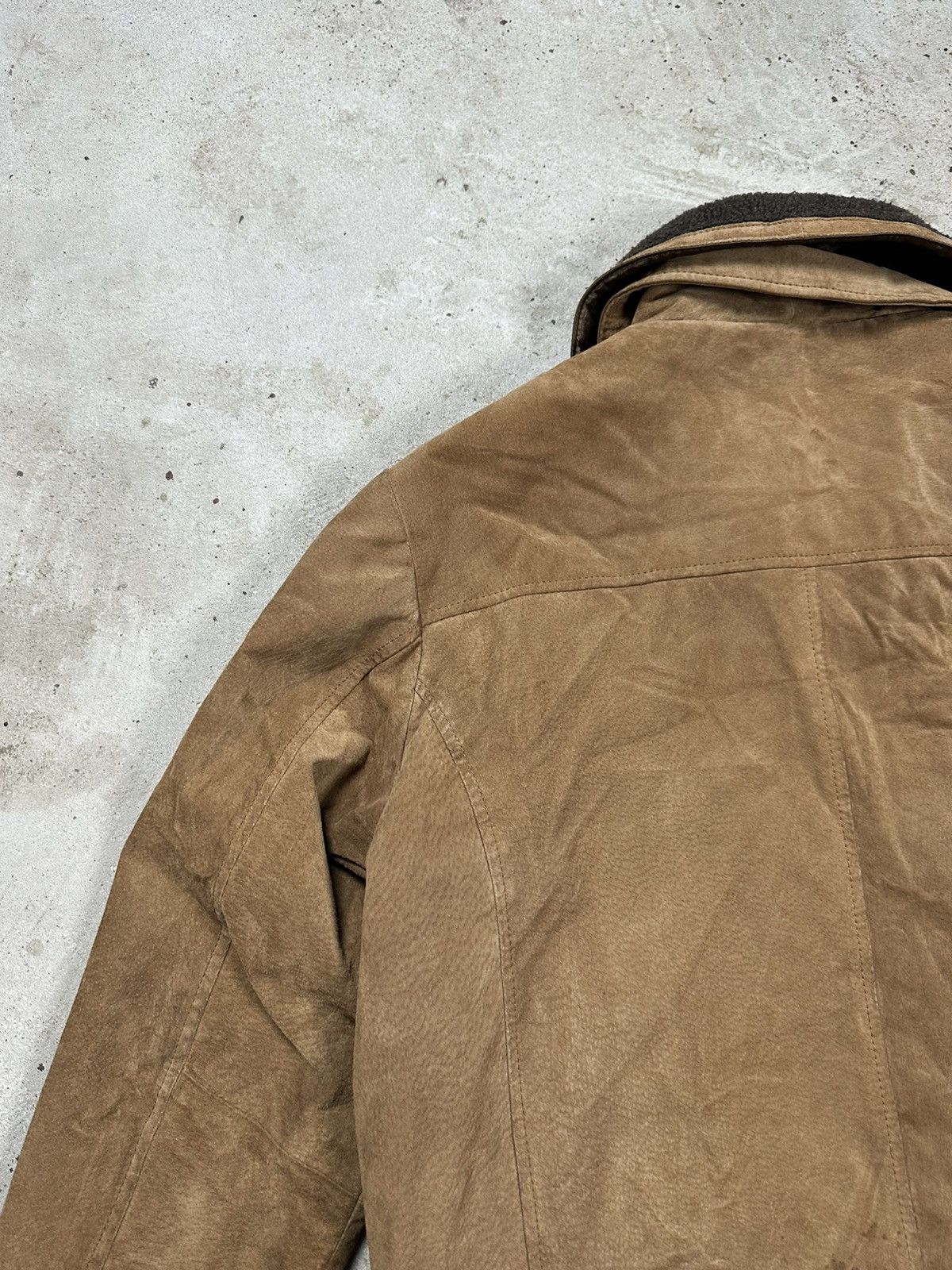 Vintage Vintage y2k Brown Leather Suede Jacket Fleece Collar Sherpa Size US XL / EU 56 / 4 - 15 Thumbnail