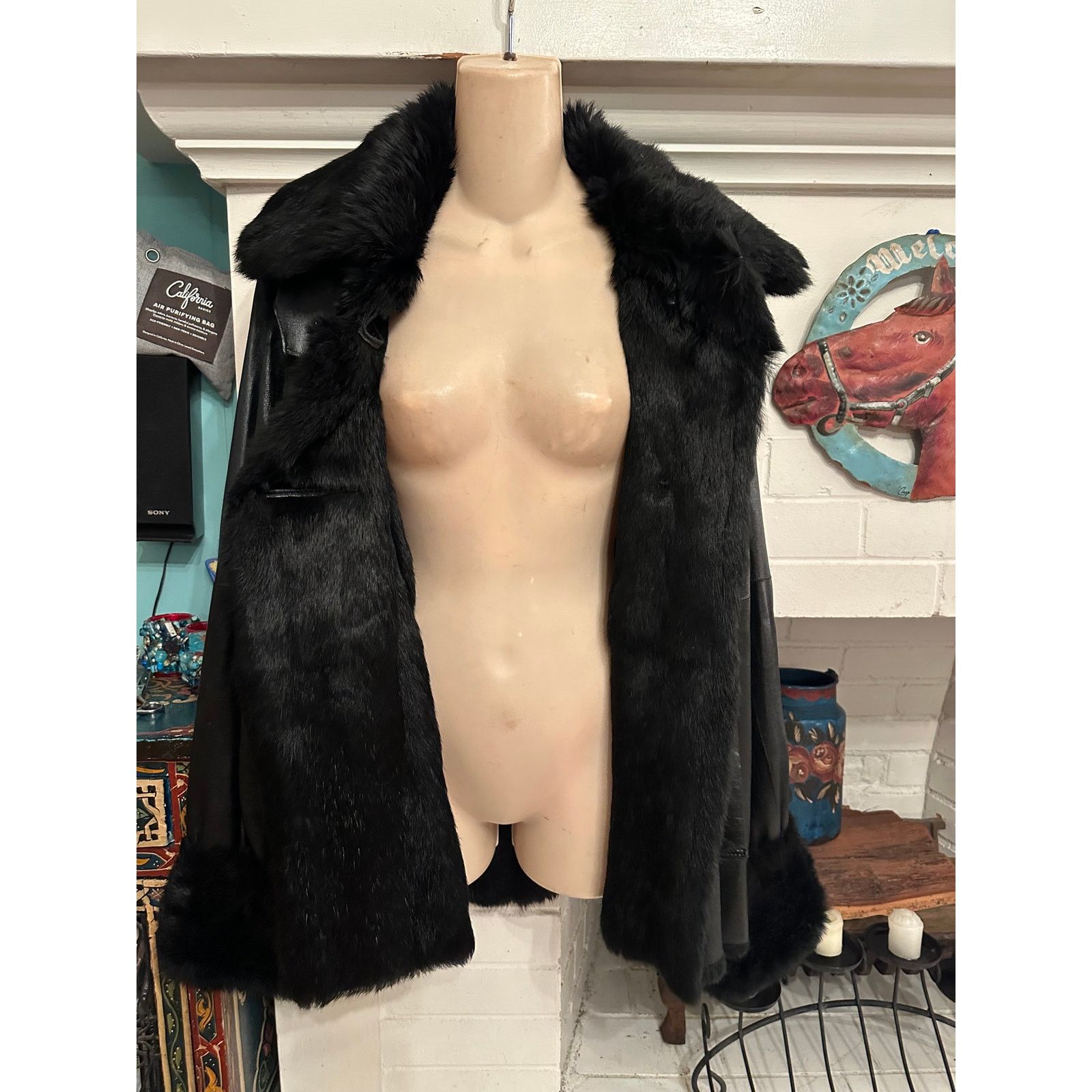 Vintage VINTAGE UNWORN BLACK TOSCANA SHEARLING SMOOTH LEATHER JACKET Size S / US 4 / IT 40 - 3 Thumbnail