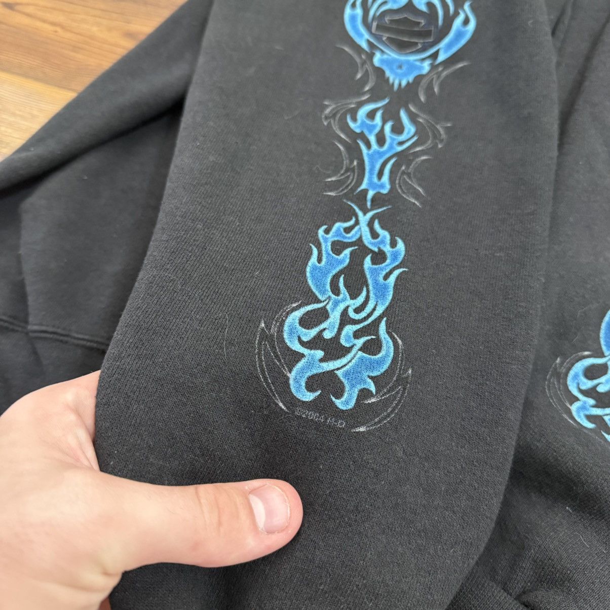 Harley Davidson Vintage Black Harley Davidson Blue Lightning Flames Hoodie Size US XL / EU 56 / 4 - 6 Thumbnail