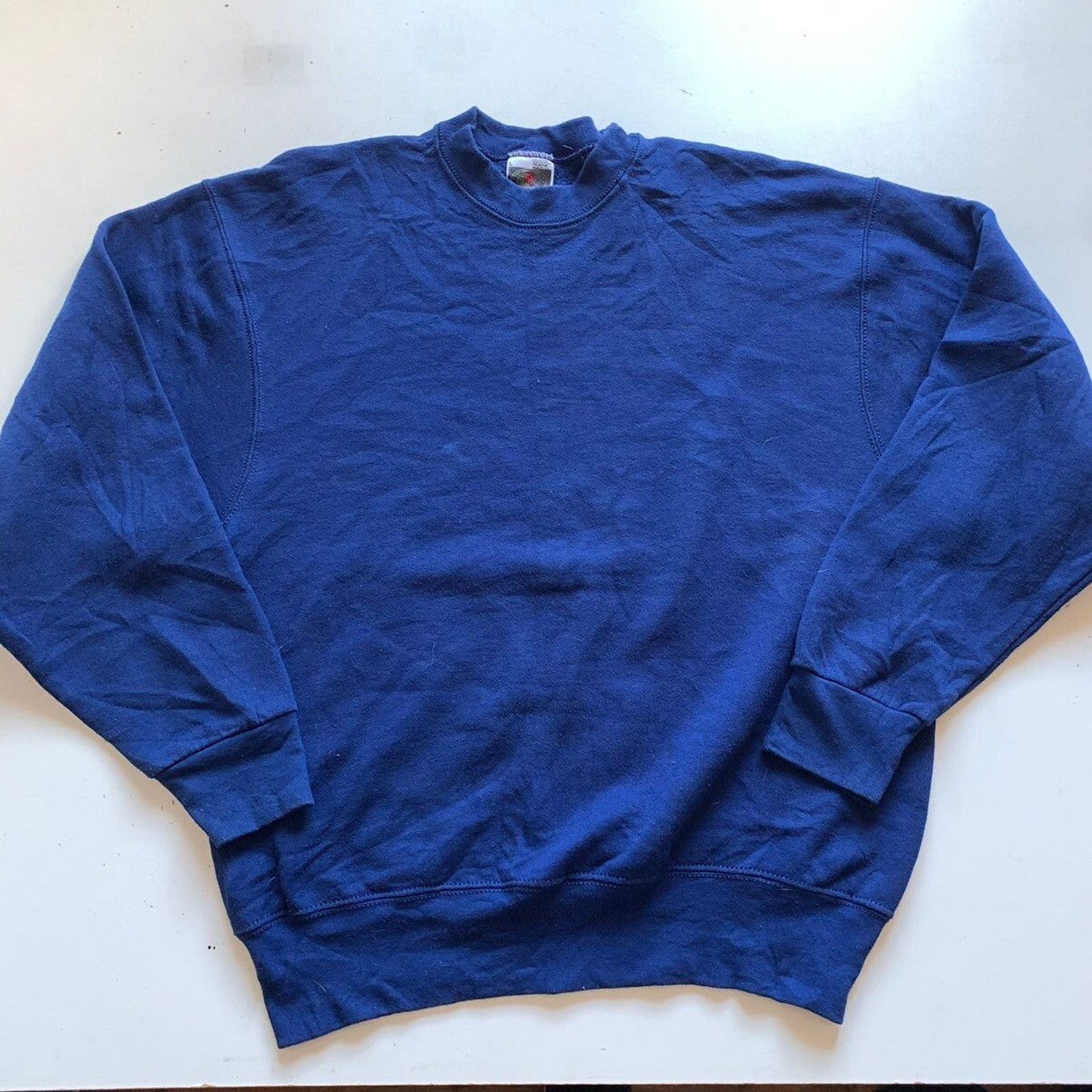 Fruit Of The Loom Vintage 90s Blank Blue Basic Crewneck Large Made In USA Rare Size US L / EU 52-54 / 3 - 1 Thumbnail