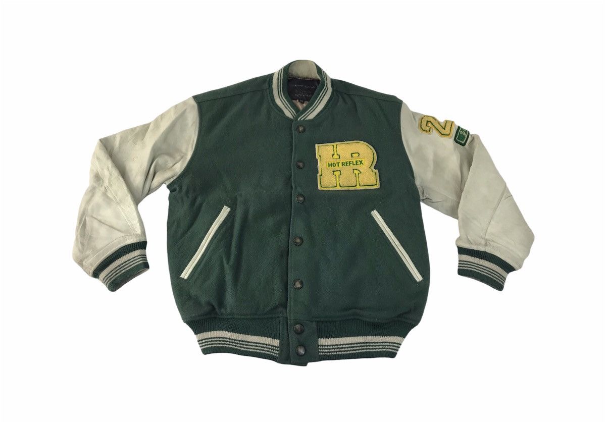 Leather 90s Happy Call Hot Reflex Varsity Jacket Leather Sleeve Size US M / EU 48-50 / 2 - 2 Thumbnail