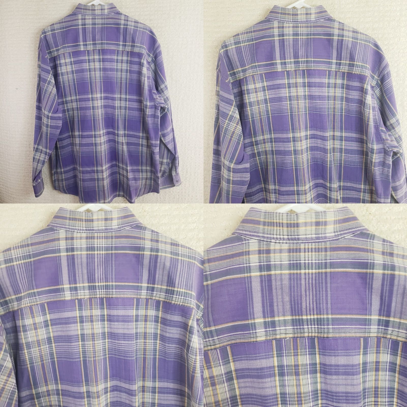 Vintage VINTAGE Brittania Mens Shirt L Purple Gray Plaid Long Slv Button Up Cotton Shirt Size US L / EU 52-54 / 3 - 8 Thumbnail