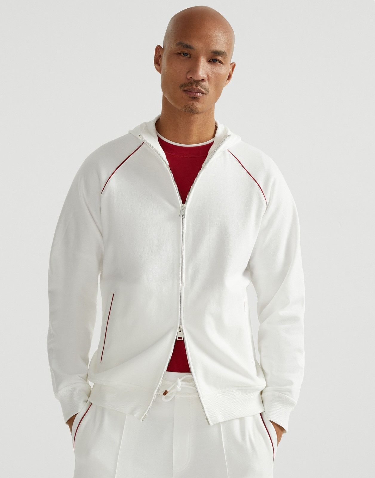Brunello Cucinelli o1la1rc1a0326 Techno Cotton Zip-Up Hoodie in White Size US XL / EU 56 / 4 - 1 Thumbnail
