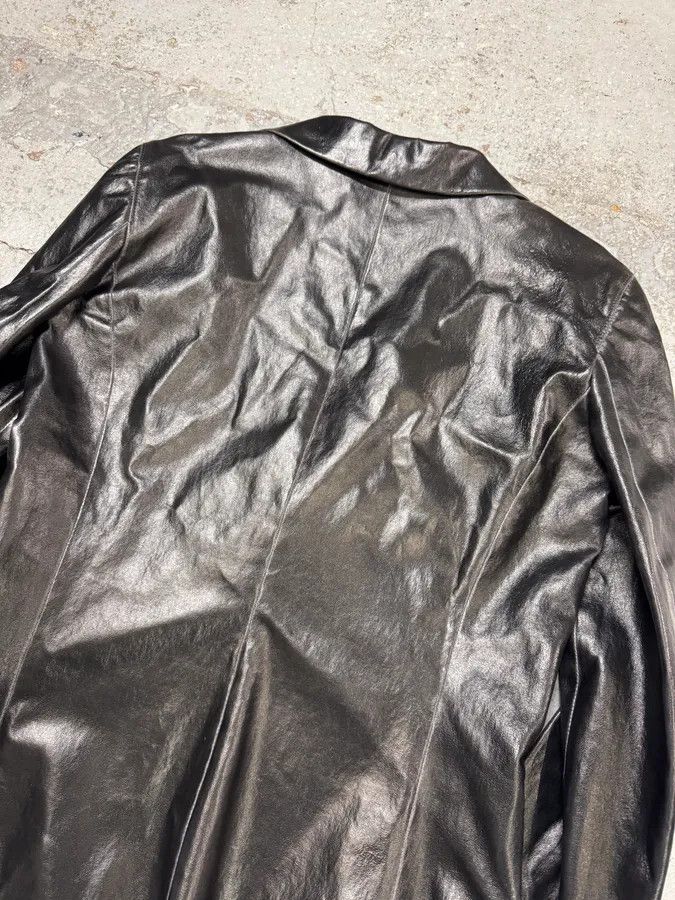 Vintage 1990s Gianni Versace Pure Black Leather Blazer Jacket Size US S / EU 44-46 / 1 - 8 Thumbnail