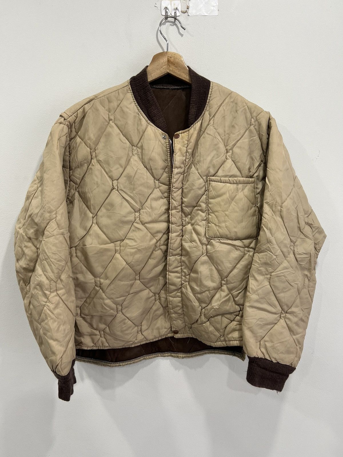 Vintage Vintage Quilted Bomber Zip Up Jacket liner brown Size US S / EU 44-46 / 1 - 1 Thumbnail
