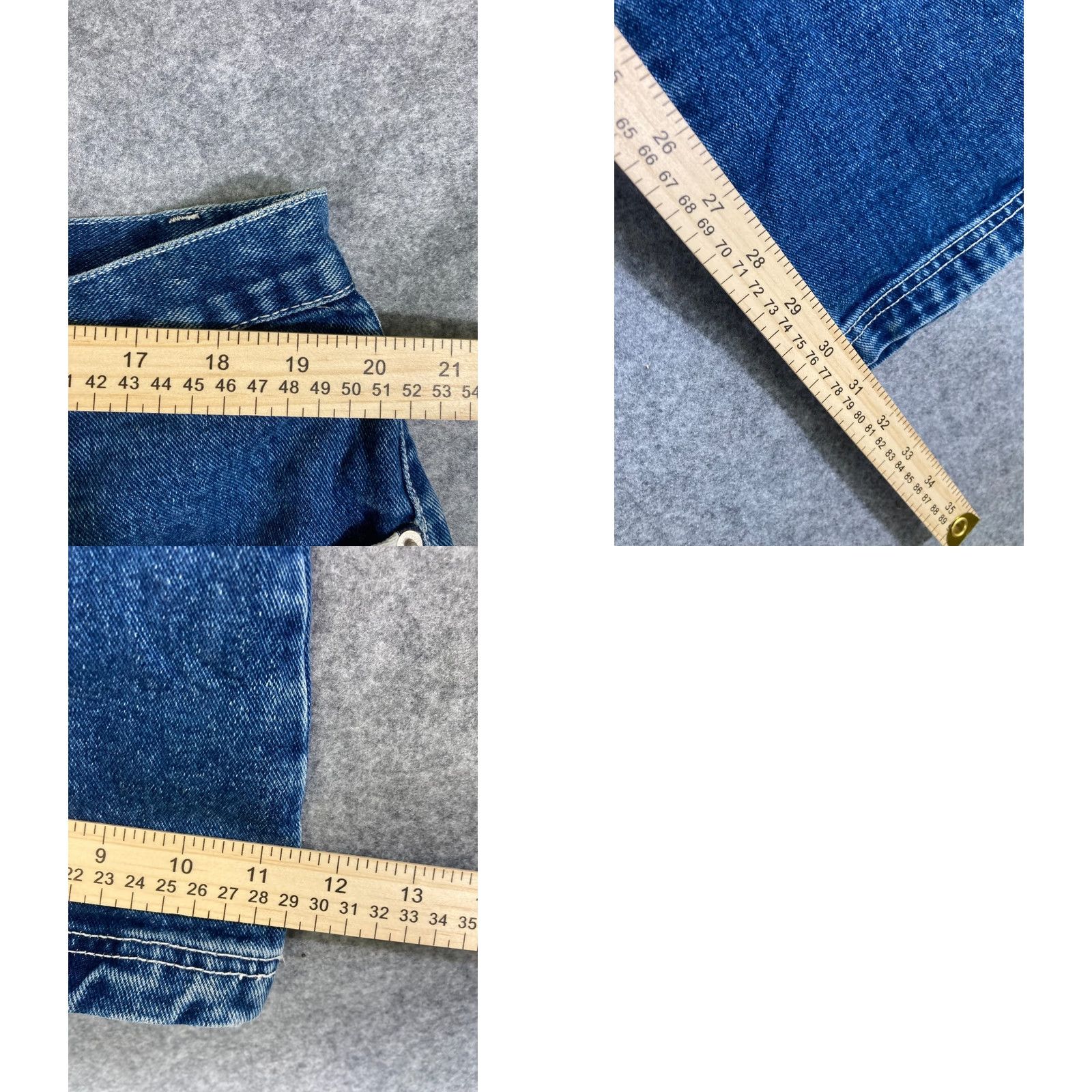Denime Revolt Bootcut Womens Jeans 22 Blue Denim Striped Straight Leg Waistband Pockets Jeans 90s Womens (Plus) Blue Size 40" / US 18 - 9 Thumbnail
