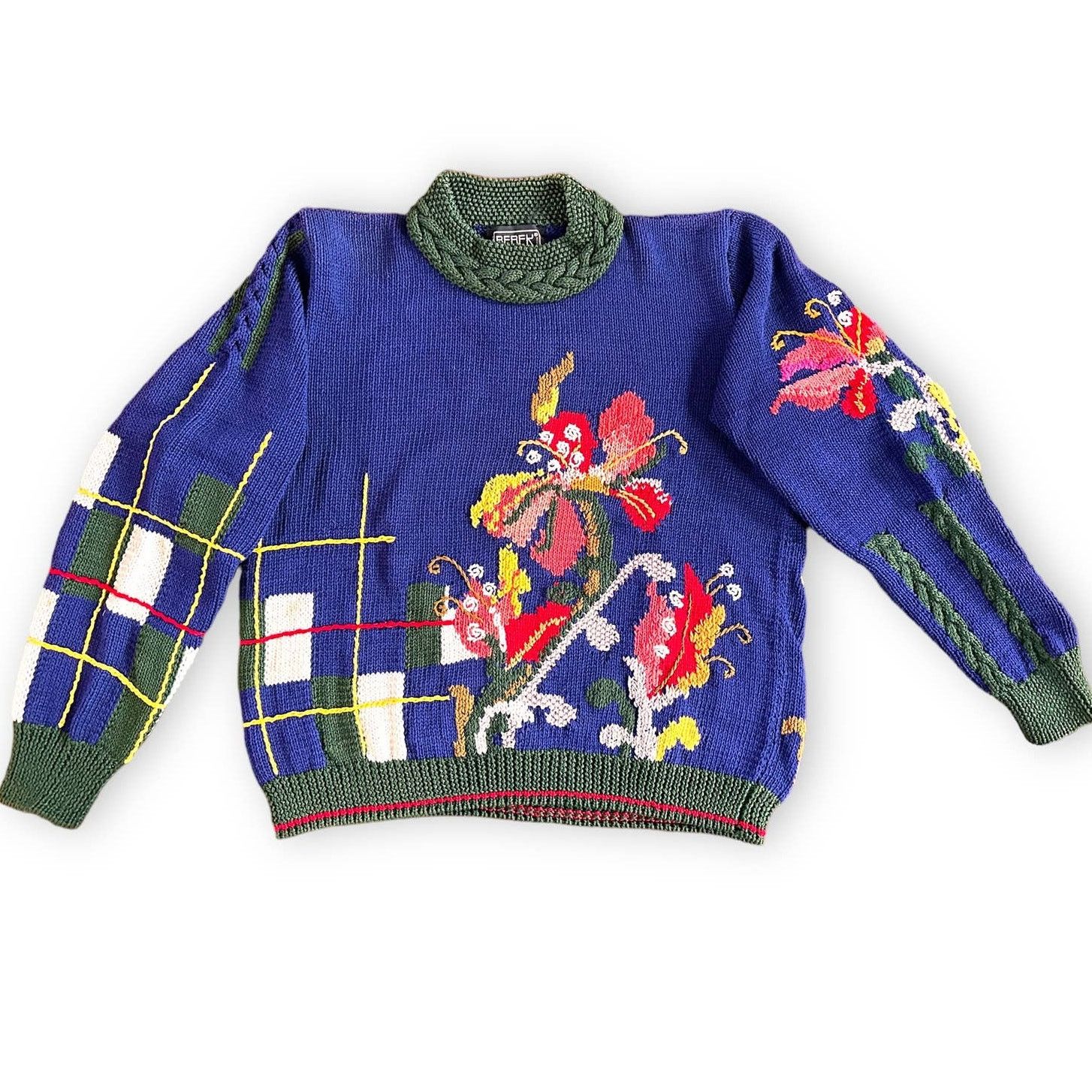 0 Vintage Berek Marta D Hand knit Floral Plaid Sweater Granny Size L / US 10 / IT 46 - 5 Thumbnail