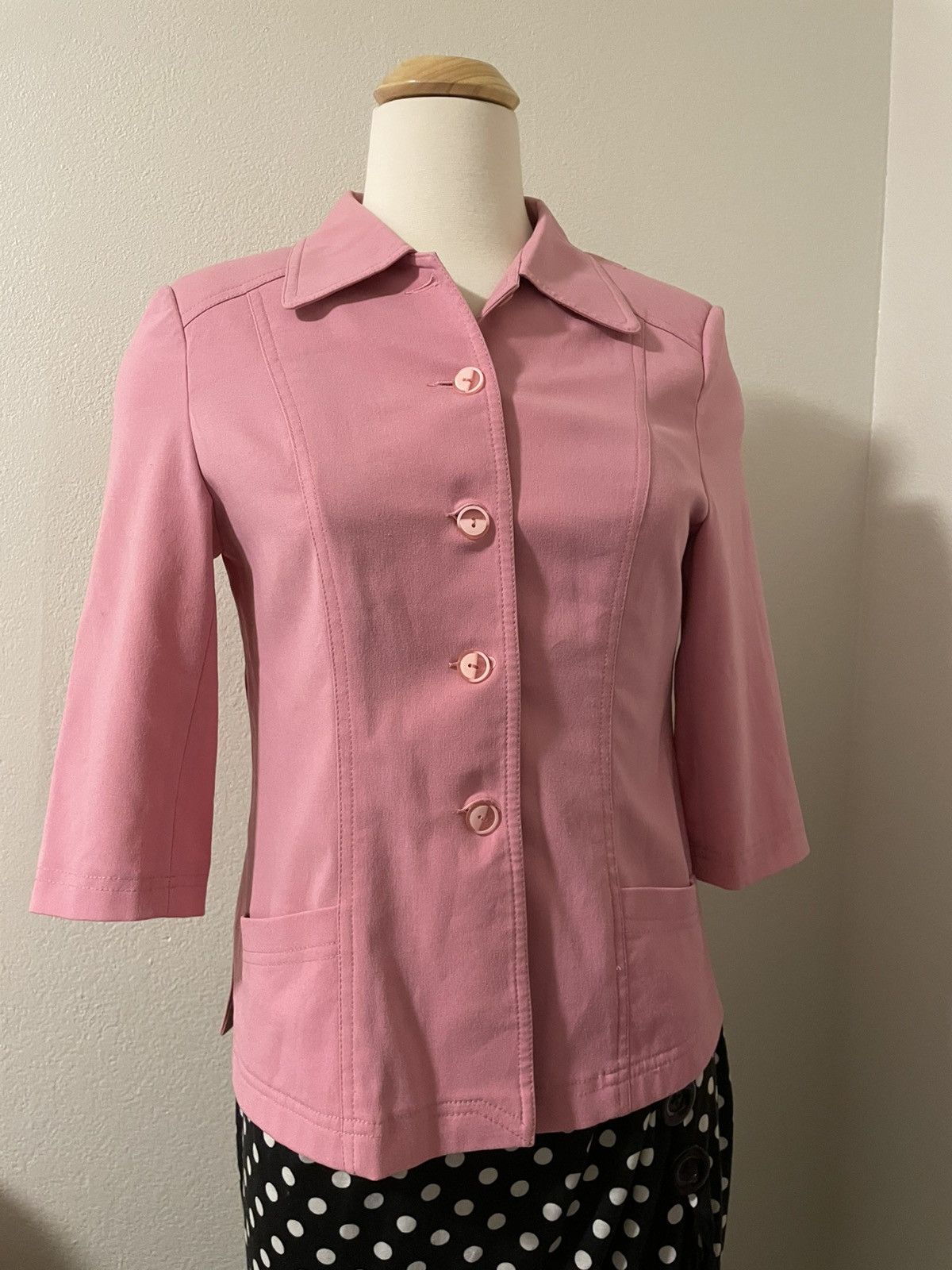 Vintage Pink Retro 3/4 sleeve Blazer Jacket S Size S / US 4 / IT 40 - 2 Thumbnail