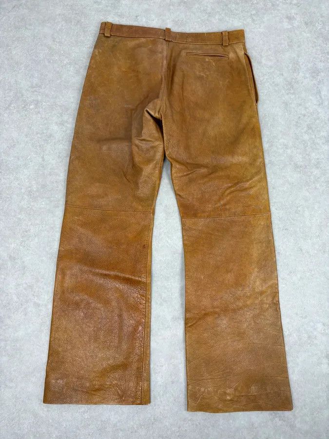 Emporio Armani 1990s Emporio Armani Cognac Silk-Lined Leather Pants Size US 32 / EU 48 - 6 Thumbnail