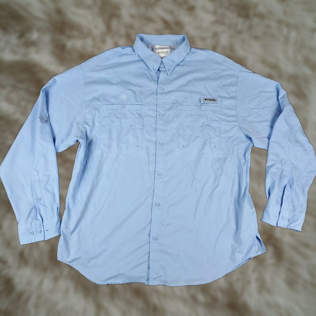 Vintage Columbia Shirt Mens XL Blue Button-Up Long Sleeve Vented Button-Down Collared Casual Regular Outdoor Size US XL / EU 56 / 4 - 1 Thumbnail