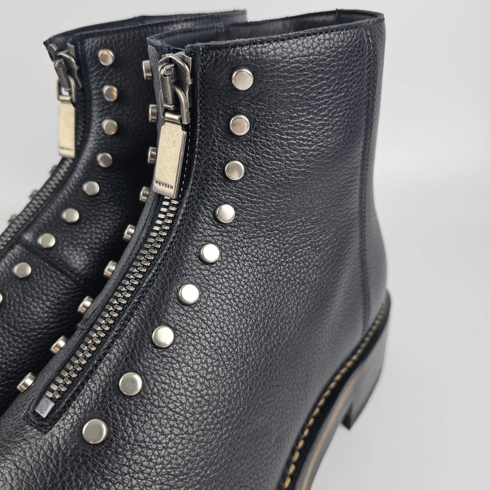 Alexander McQueen ALEXANDER MCQUEEN Black Leather Ankle Boots New/Auth Size US 10 / EU 43 - 7 Thumbnail