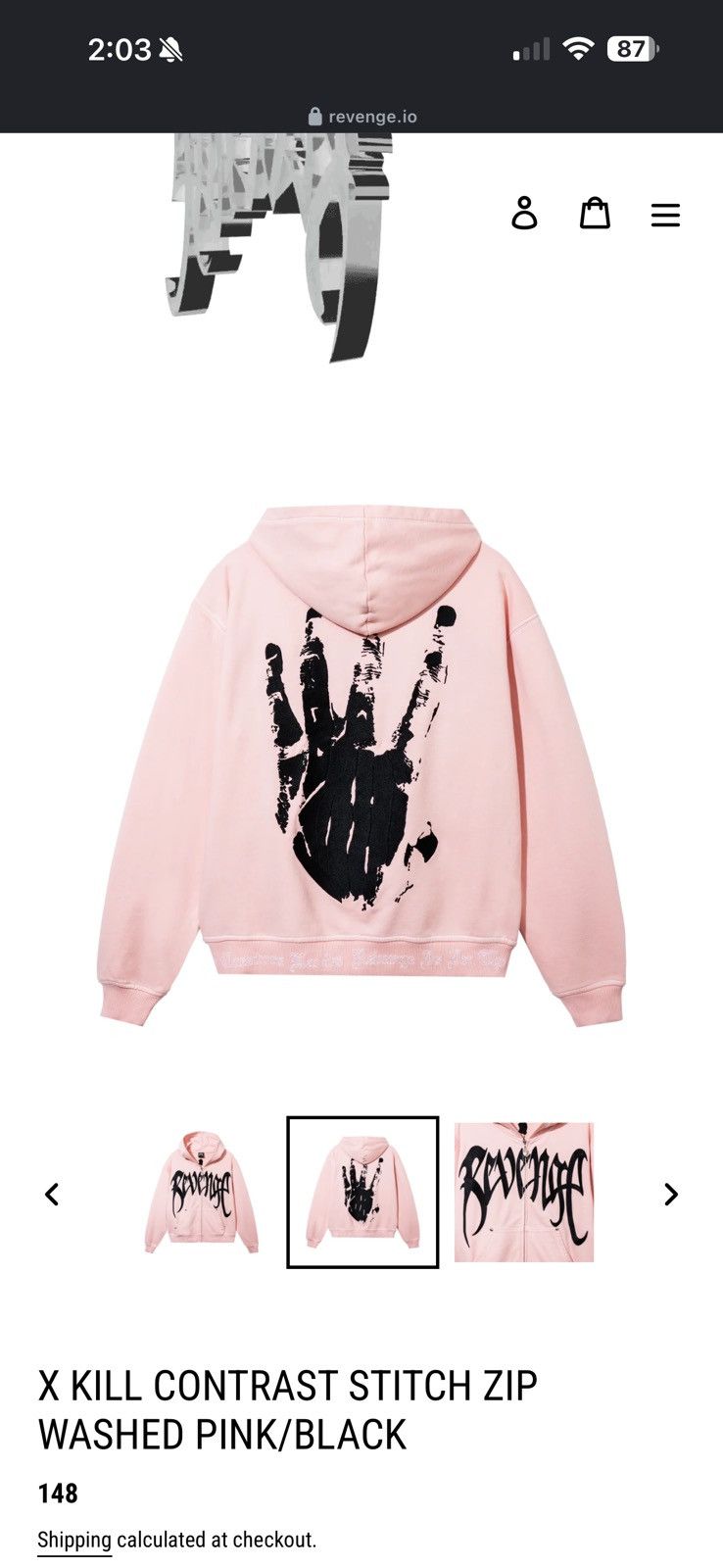 Revenge Revenge X Kill Contrast Stitch Zip Washed Pink/Black Size US M / EU 48-50 / 2 - 3 Thumbnail