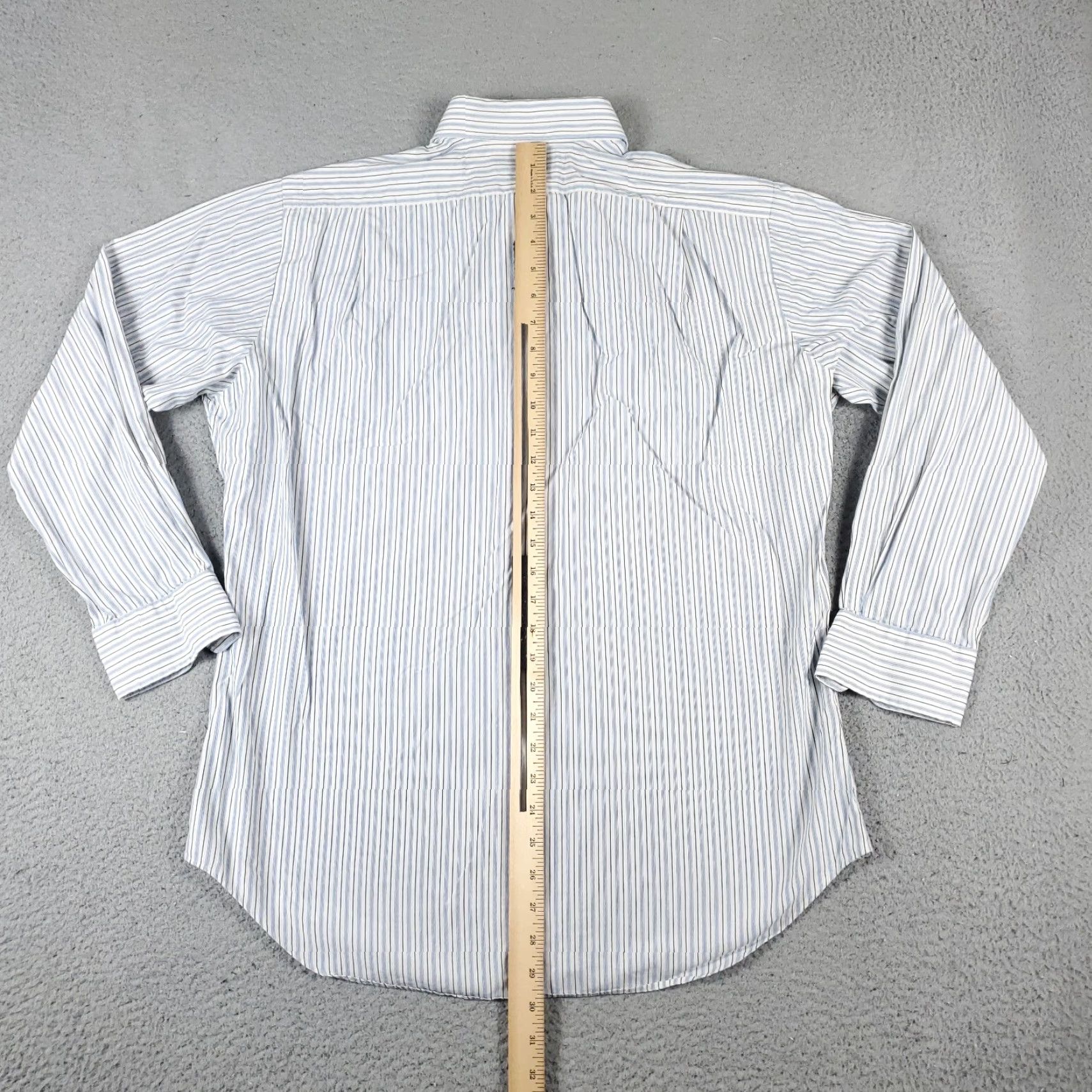 Ralph Lauren Ralph Lauren Dress Shirt Men 15.5 Blue Stripe Button-Down Long Sleeve Non-Iron Collared Regular Fit, Classic American Style, Cotton, Vintage: No Size 40R - 3 Thumbnail