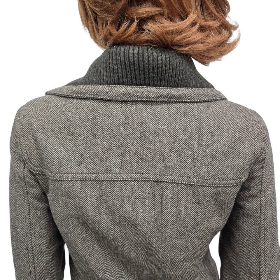 American Eagle Outfitters American Eagle Bomber Jacket Zip Toggle Herringbone Wool ble Size S / US 4 / IT 40 - 11 Thumbnail