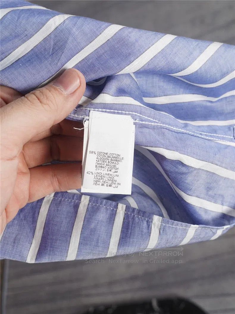 Brunello Cucinelli Brunello Cucinelli size 39 Men's Blue Striped Windsor Colla Size US XS / EU 42 / 0 - 8 Thumbnail