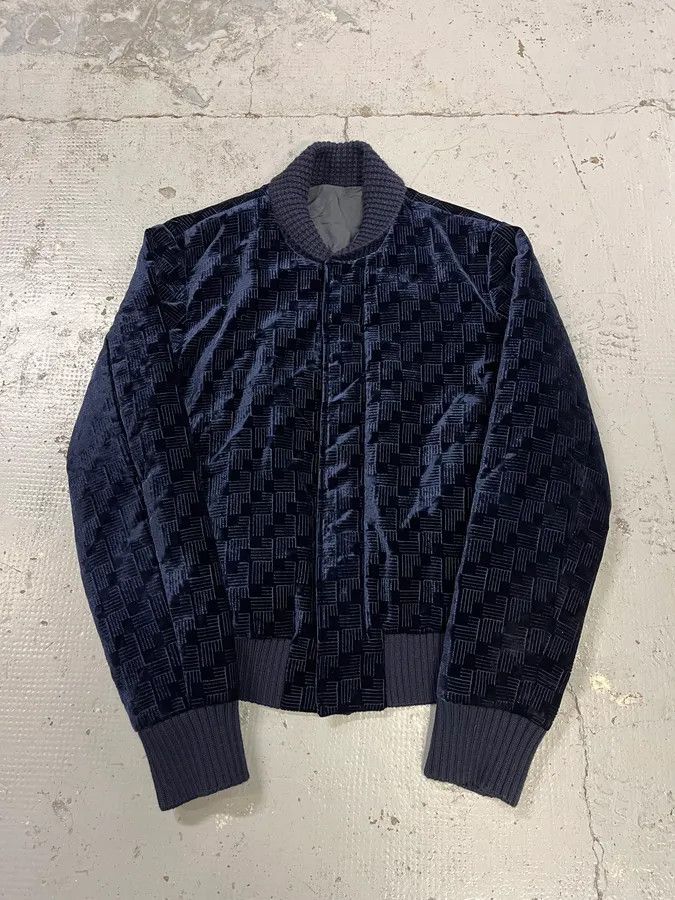 Emporio Armani SS2017 Emporio Armani Velvet Textured Navy Bomber Jacket Size US M / EU 48-50 / 2 - 4 Thumbnail