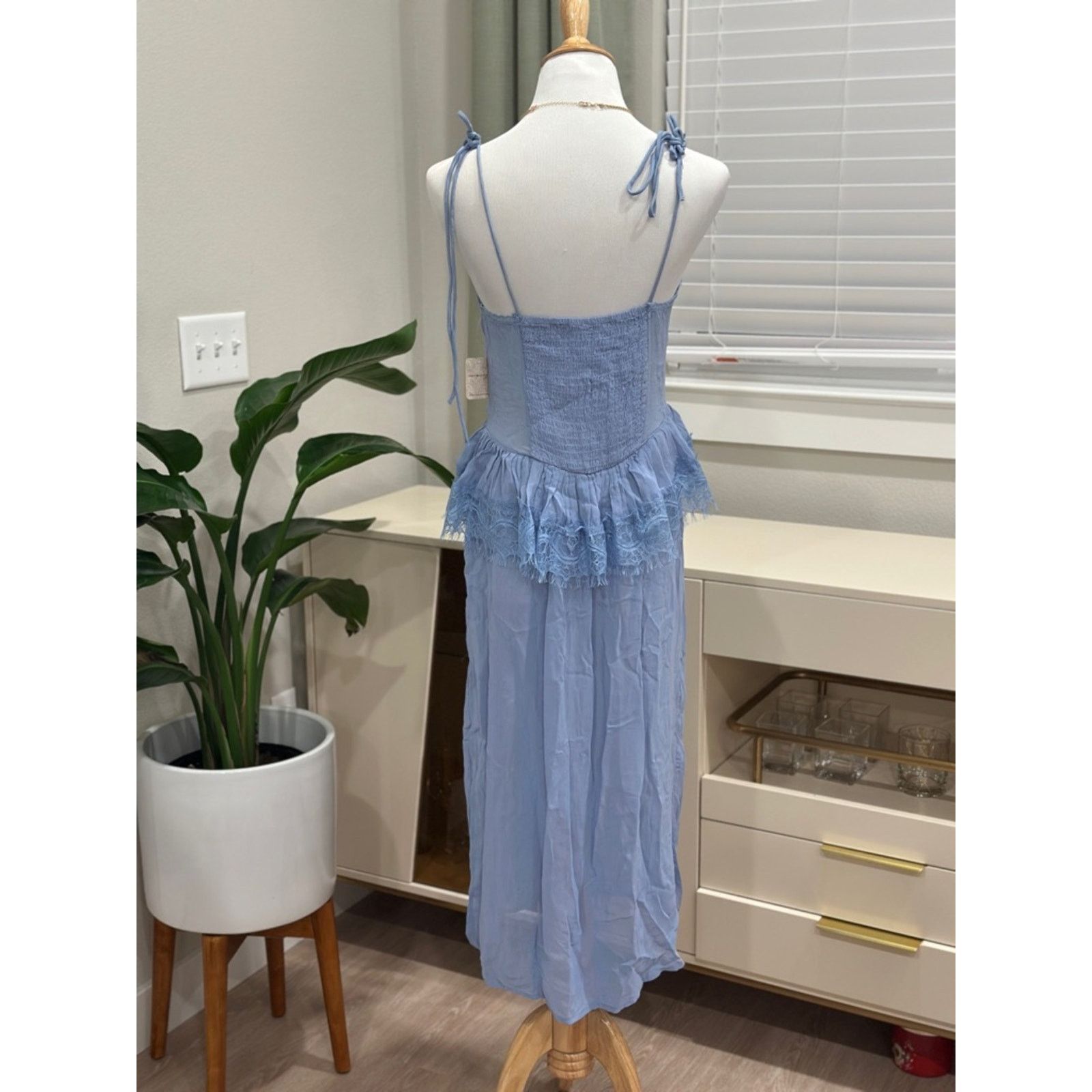 Free People Free People Kiki Peplum Midi Slip Dress in chambra Size M / US 6-8 / IT 42-44 - 8 Thumbnail