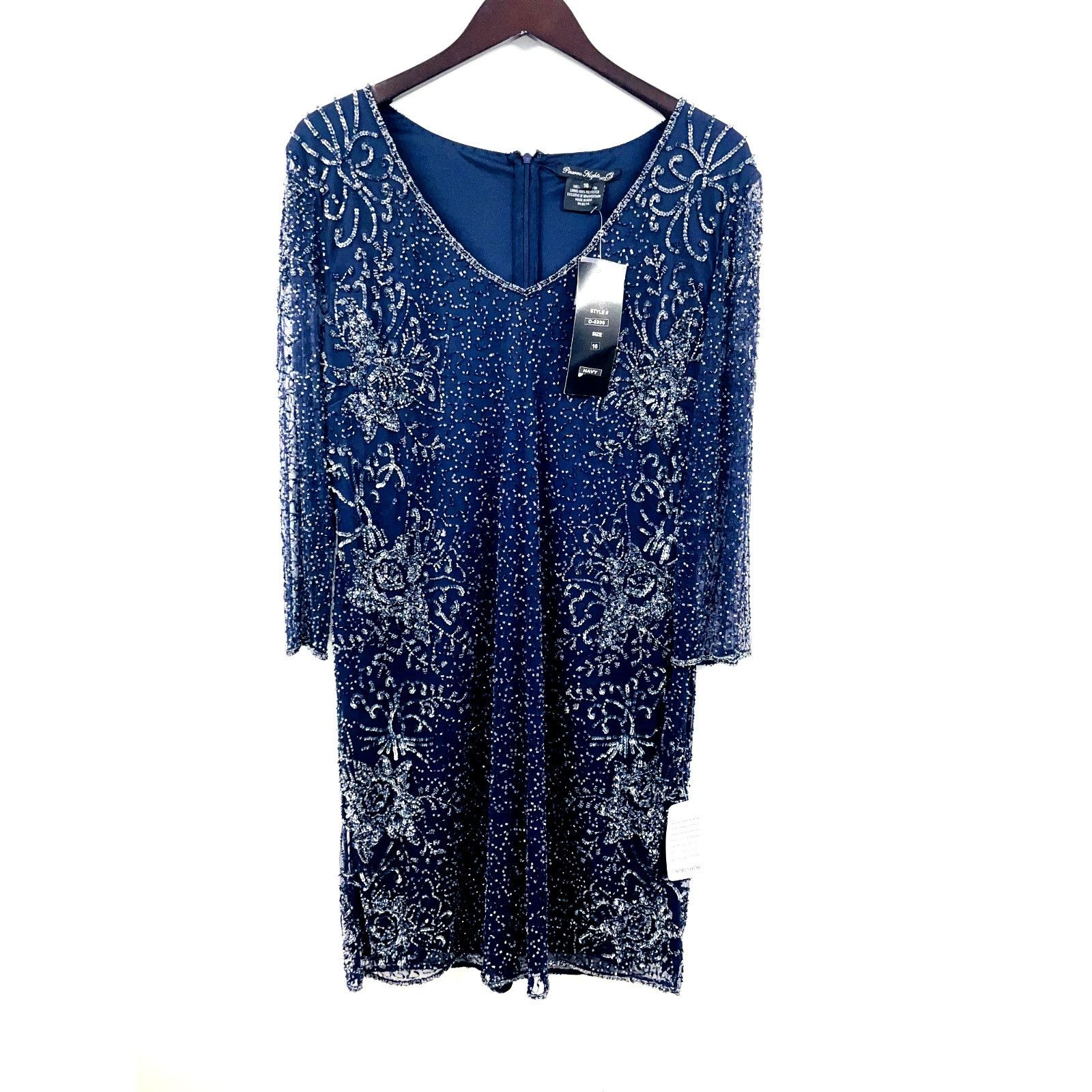 image of Pisarro Nights Women's 100% Rayon Sequins Blue Dress Size: 1 (Size 2XL)