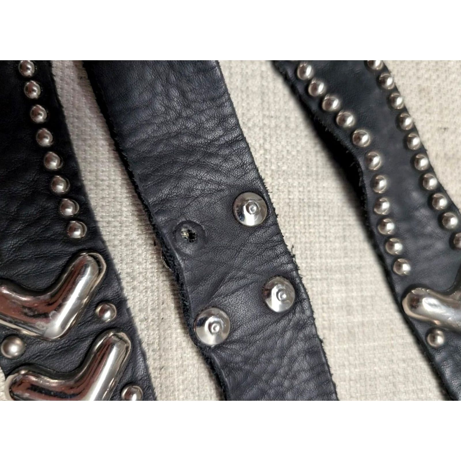 Vintage VINTAGE studded belt leather Sand Castle belt One Size 26-36 black Womens accessories belt Punk Glam 1980s-90s Size ONE SIZE - 6 Thumbnail
