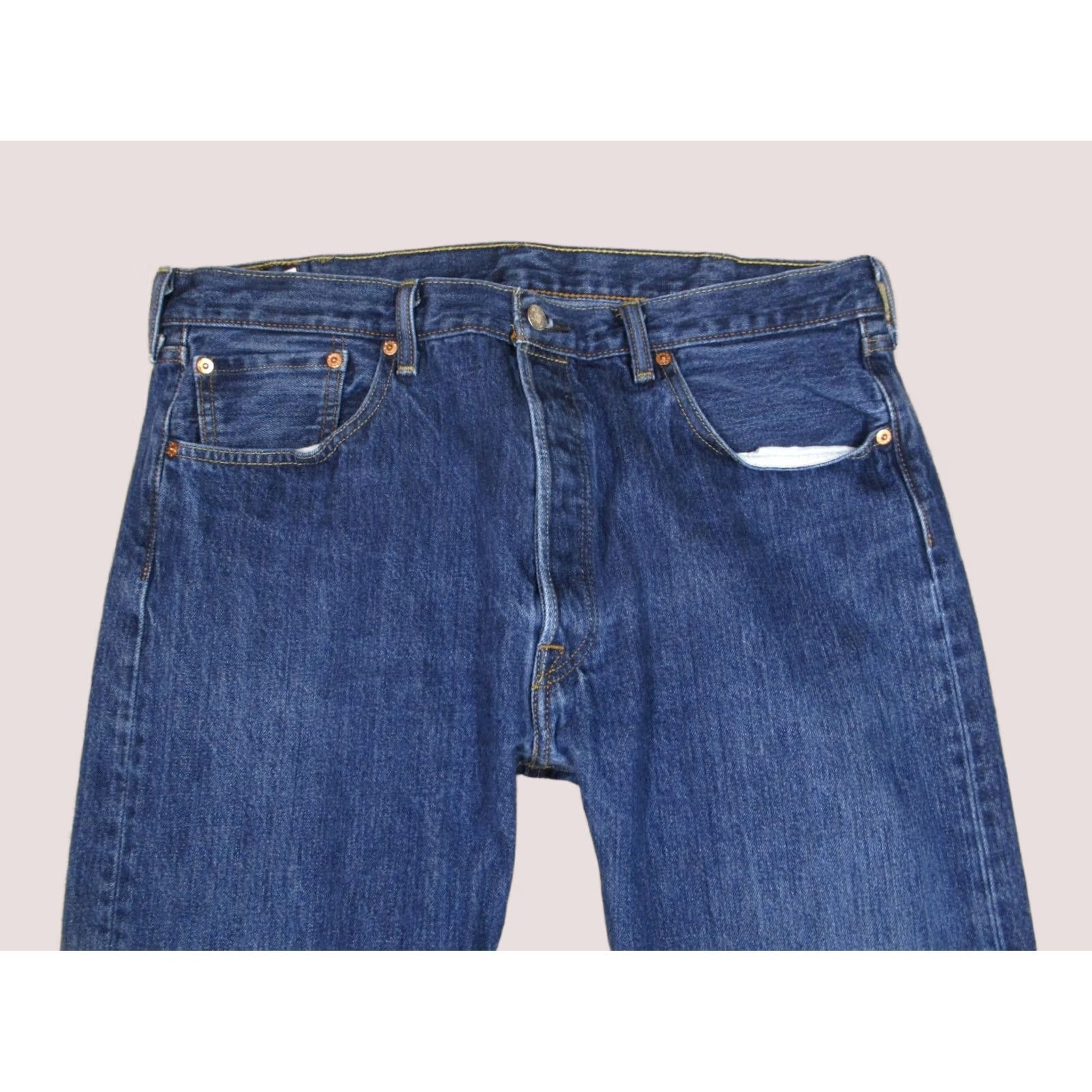 Levi's Levi's 501 Jeans Men 38x34 Blue Denim Button Fly Original Fit Regular Straight Pants Dark Wash Size US 38 / EU 54 - 1 Thumbnail