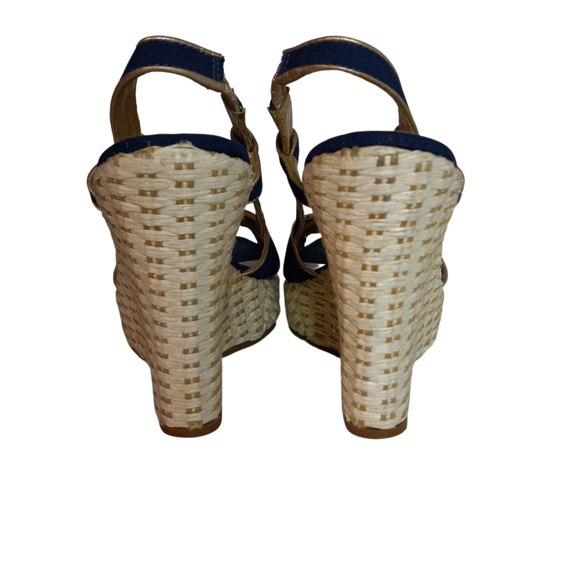 Lilly Pulitzer Lilly Pulitzer 8.5M Sandals Ashley Wedge Canvas Navy Gold Es Size US 8.5 / IT 38.5 - 6 Thumbnail
