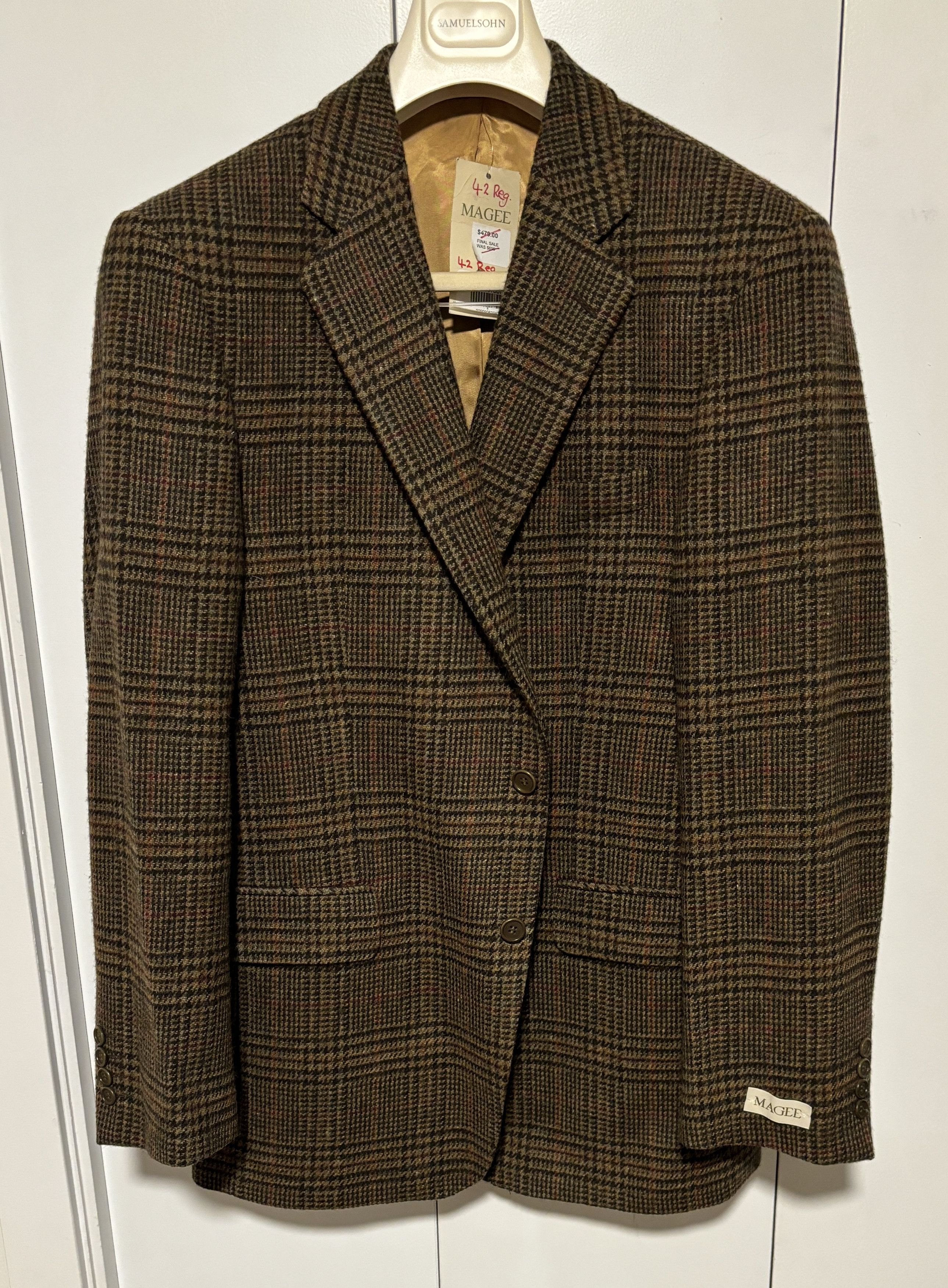 image of Magee Ireland Magee Houndstooth Tweed Sport Coat 40- 42 in Check, Men's (Size 42R)