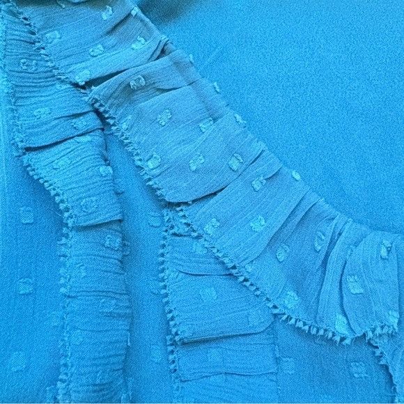 Loft ANN TAYLOR LOFT Blue Ruffle Sleeveless Blouse Career Clip Do Size M / US 6-8 / IT 42-44 - 3 Thumbnail