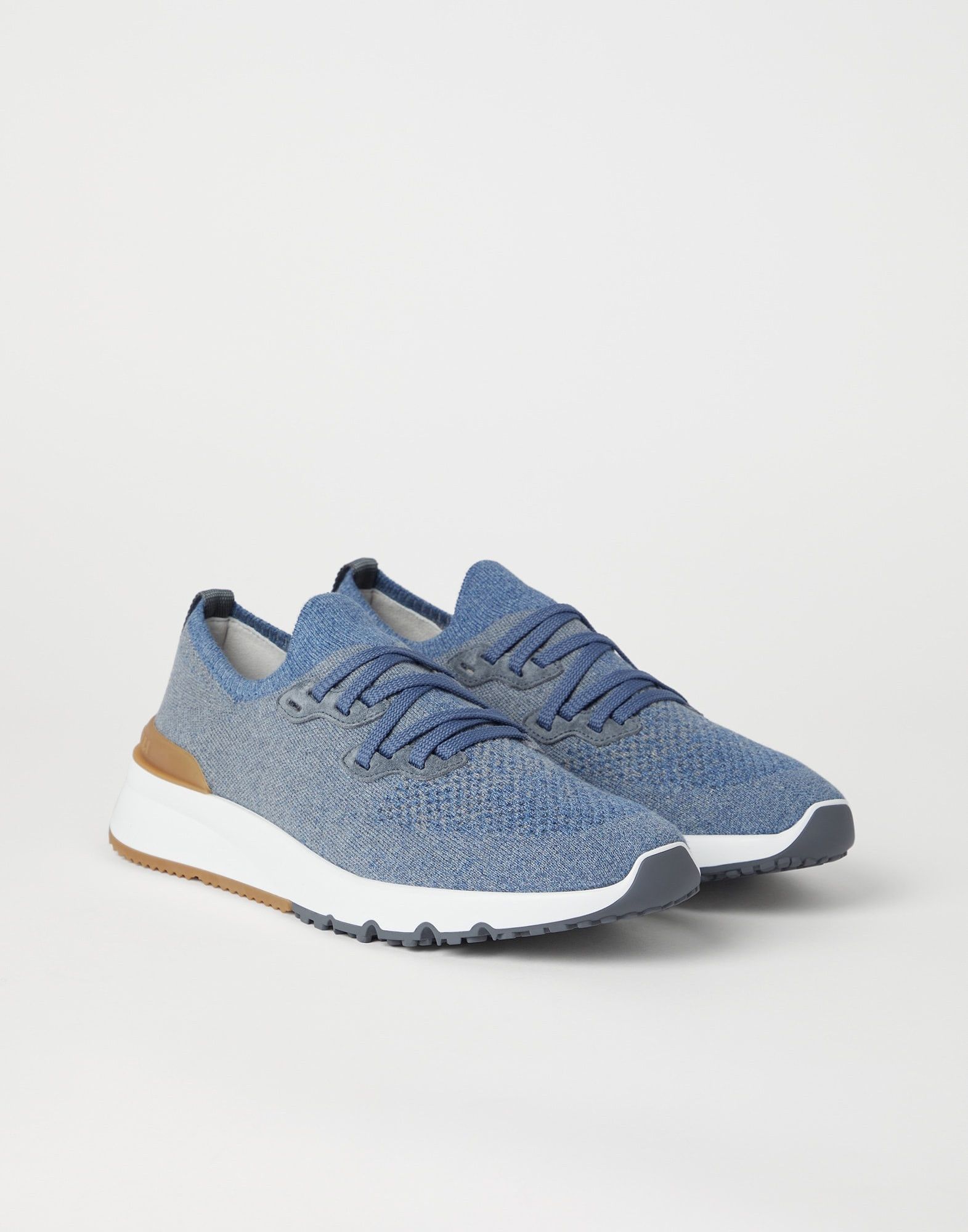 Brunello Cucinelli o1w1db10725 Cotton Chine Knit Runner in Blue Size US 10 / EU 43 - 5 Thumbnail