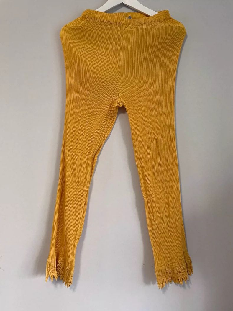 Issey Miyake Issey Miyake size:L Yellow main line lace-trimmed trousers Size 23" - 4 Thumbnail