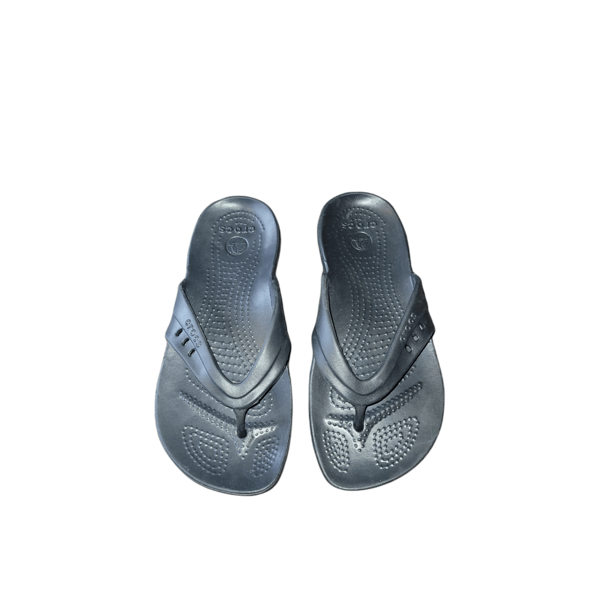 Crocs Crocs Thong Sandals Women Sz 4 Black Rubber Massaging Sole S Size US 4 / IT 34 - 2 Thumbnail