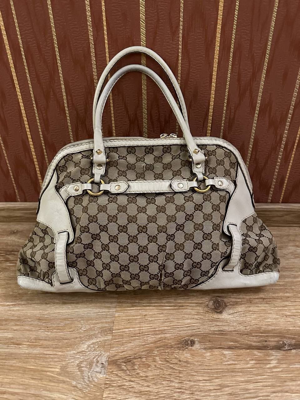 Gucci Gucci GG Canvas Horsebit Horse Nail Boston Bag Purse Vintage Size ONE SIZE - 3 Thumbnail