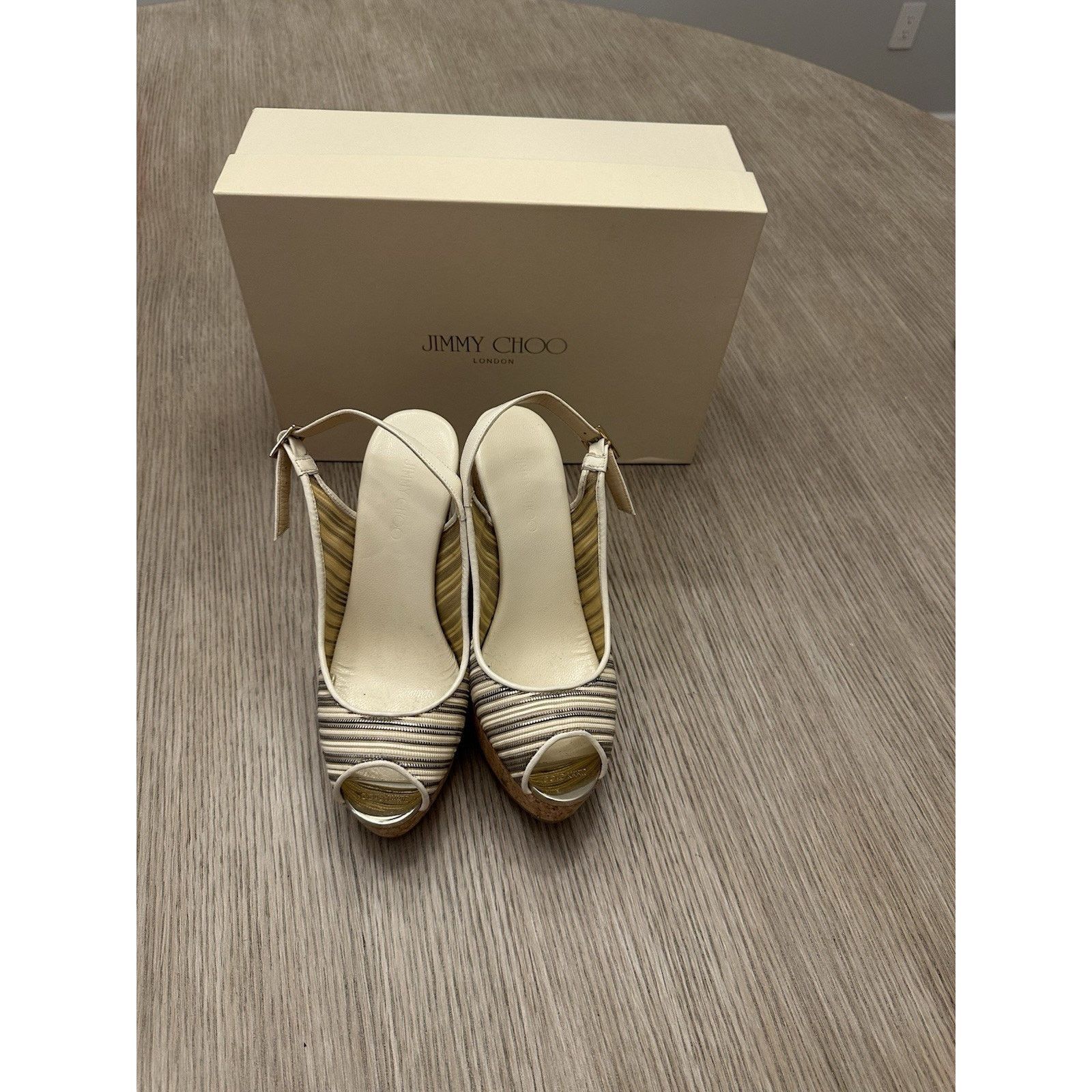 Jimmy Choo JIMMY CHOO Cork Espadrille Heels Peep-Toe Platform 6.5-36.5 Size US 6.5 / IT 36.5 - 6 Thumbnail