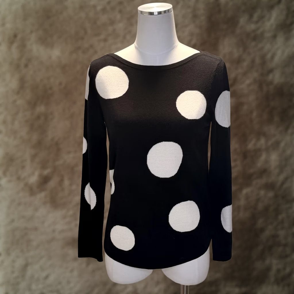 Vintage Chicos Sweater Women Long Sleeve Knit Pullover Boat Neck Polka Dot Black White 0 US 8 Mens Womens Girls? Size S / US 4 / IT 40 - 1 Thumbnail