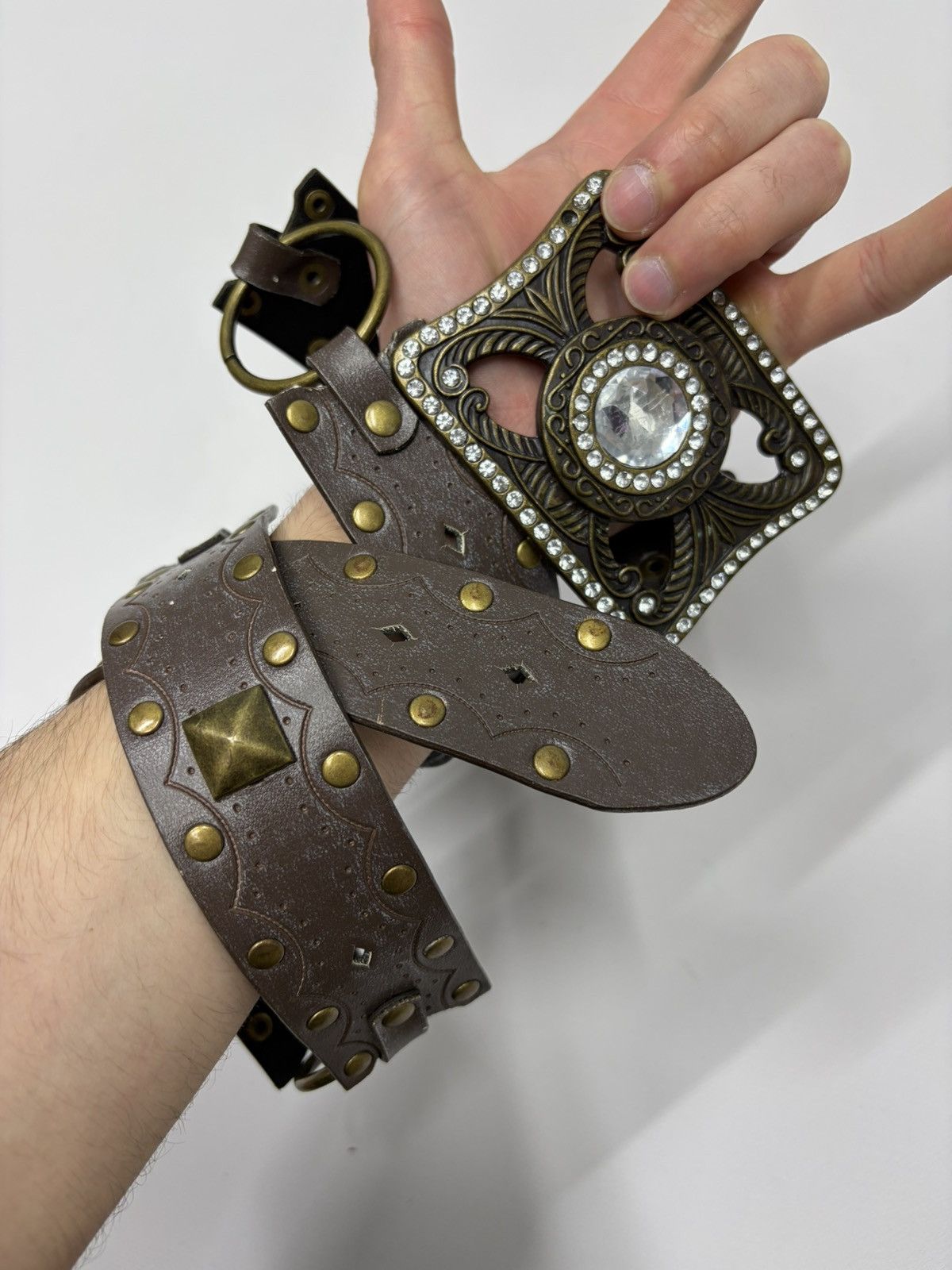 Hysteric Glamour Vintage Y2K Rhinestones Like Number Nine Punk Leather Belt Size 32 - 6 Thumbnail