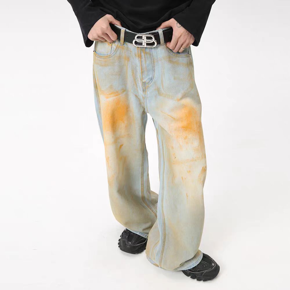 Japanese Brand × Jean Street Aged Dirty Wide Leg Jeans Size US 32 / EU 48 - 2 Thumbnail
