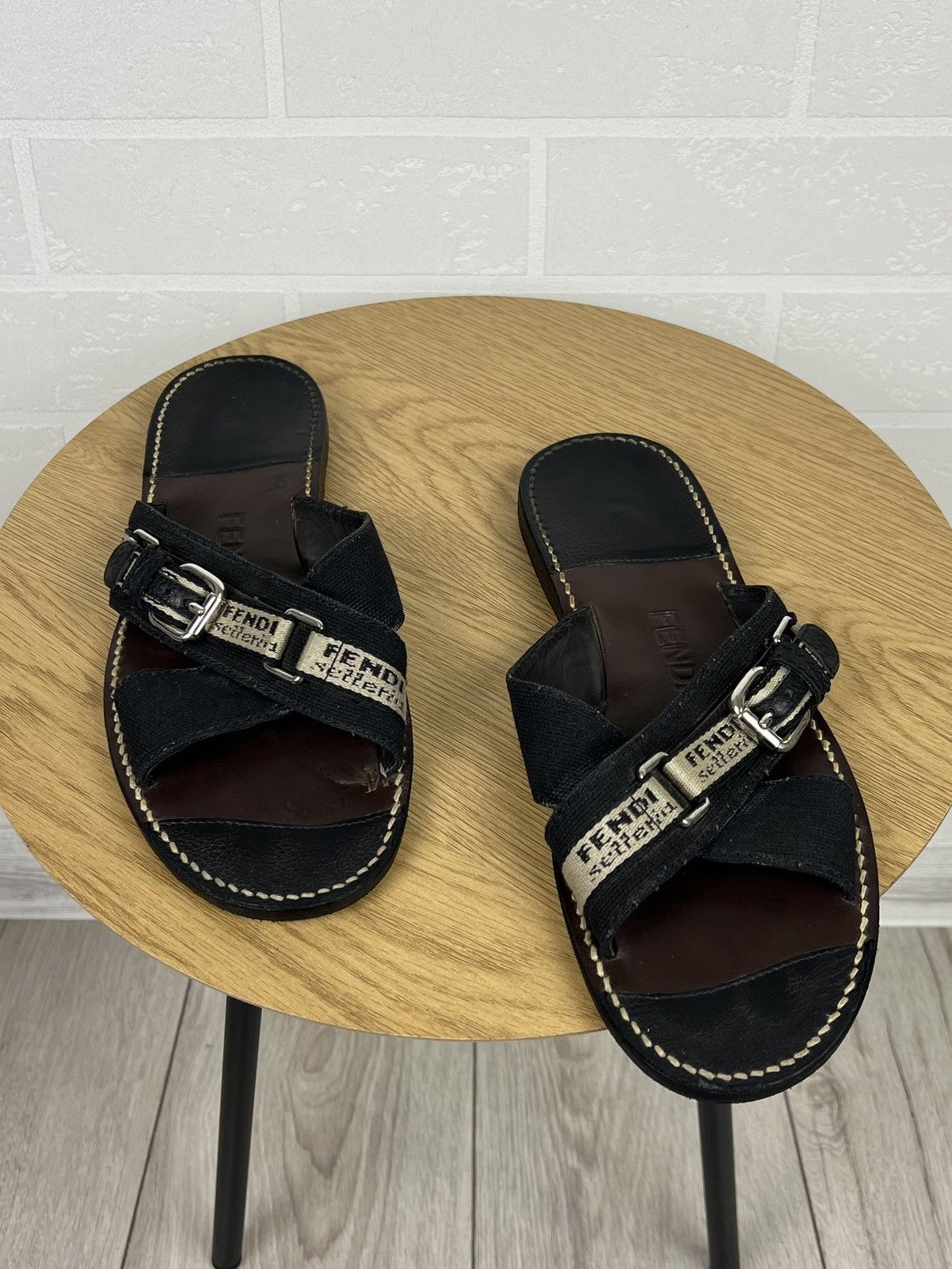 Fendi FENDI Sandals Leather Shoes Straps Black Logo Men’s Size US 9.5 / EU 42-43 - 1 Thumbnail