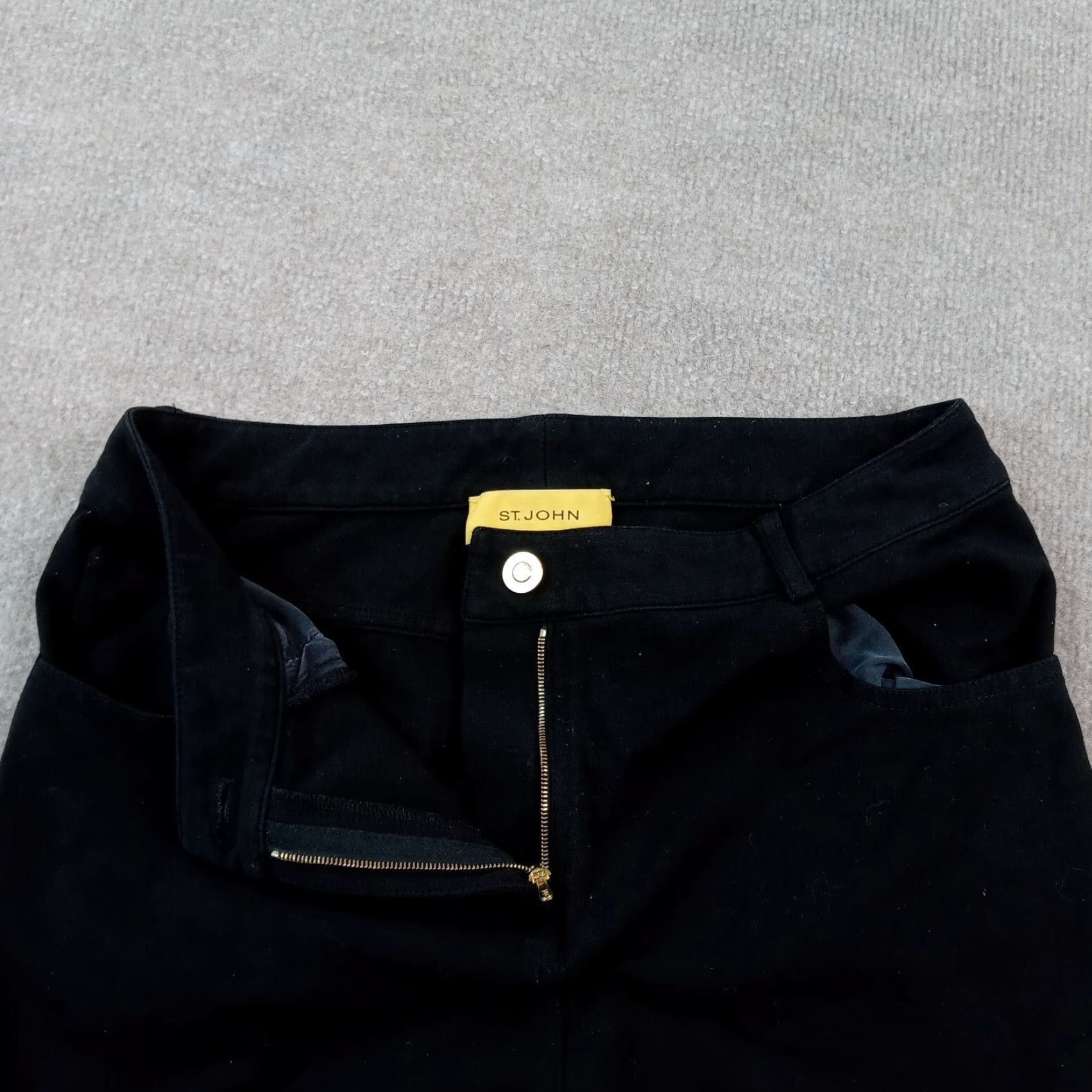 St. John St. John Womens Size 4 Black Stretch Pants Mid Rise Straight Leg Comfort Size 27" / US 4 / IT 40 - 6 Thumbnail