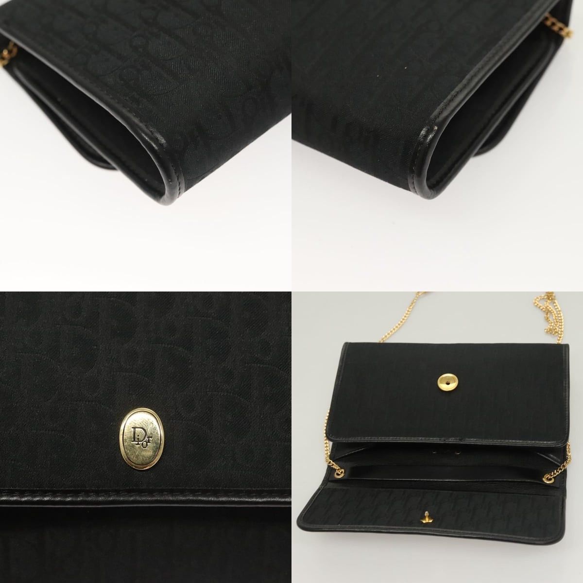 Dior DIOR Trotter Canvas Chain Shoulder Bag Black Gold Size ONE SIZE - 11 Thumbnail