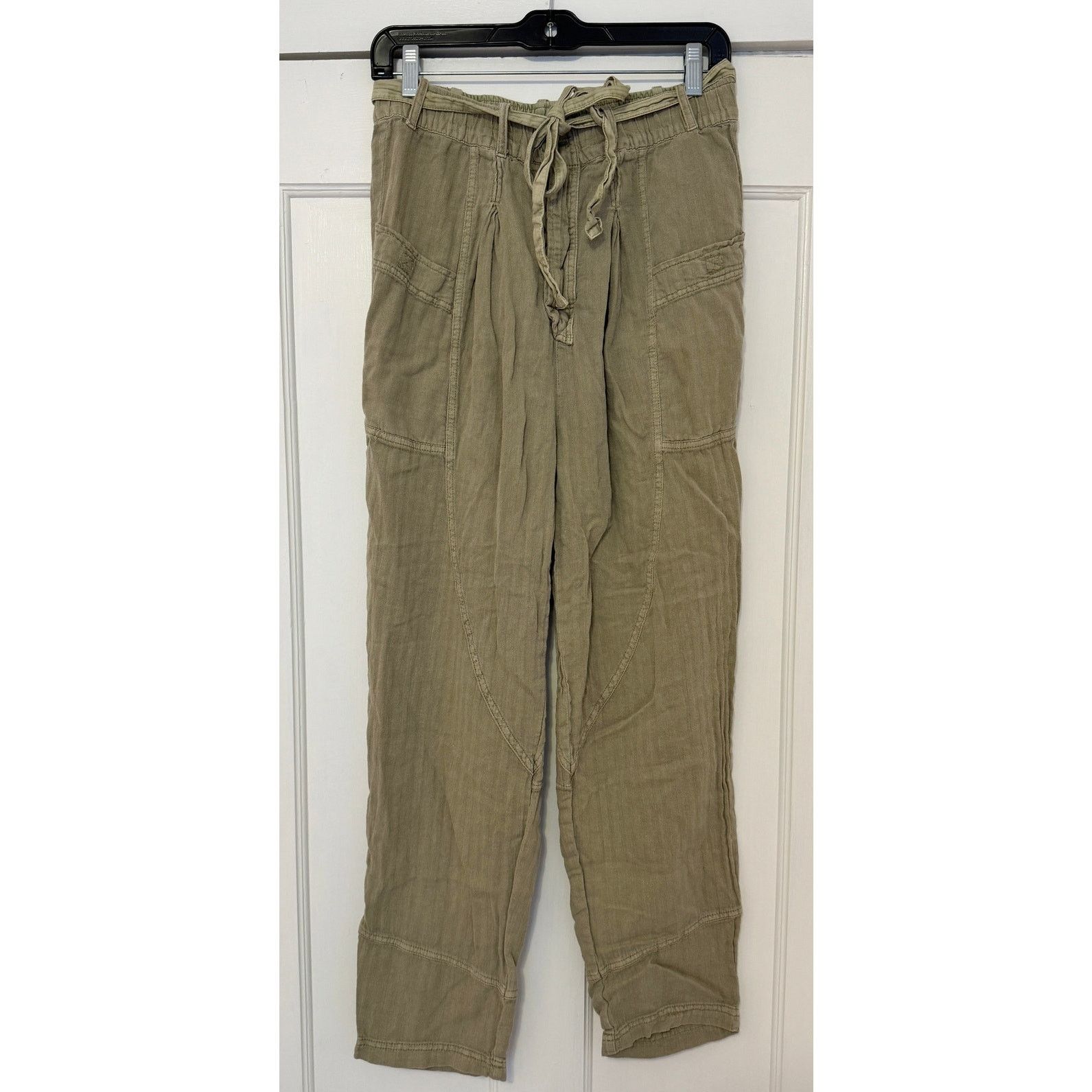 Free People Free People Linen Cotton Cargo Button-Fly Pants Relaxed Size 26" / US 2 / IT 38 - 3 Thumbnail