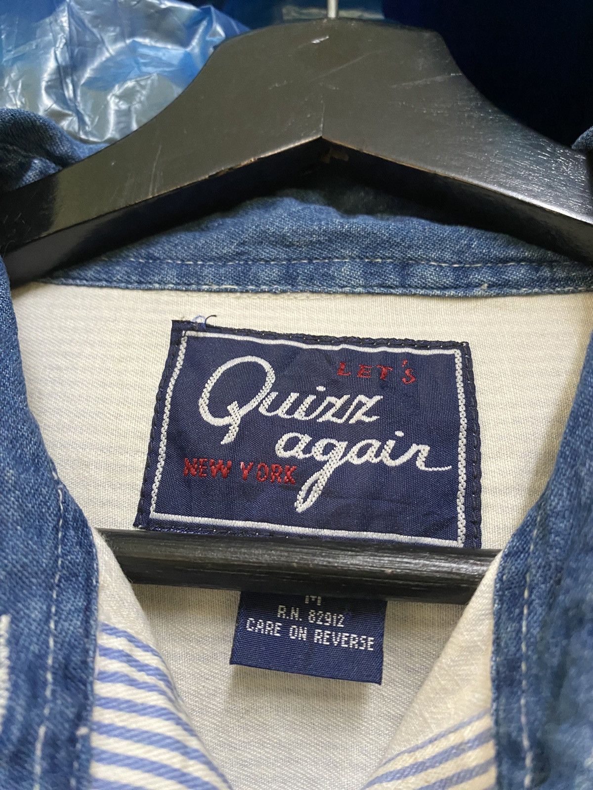 Cowboy Equipment × Vintage Vintage Quiz Again Embroidered Cowboy Shirt – Blue Striped Size US M / EU 48-50 / 2 - 8 Thumbnail