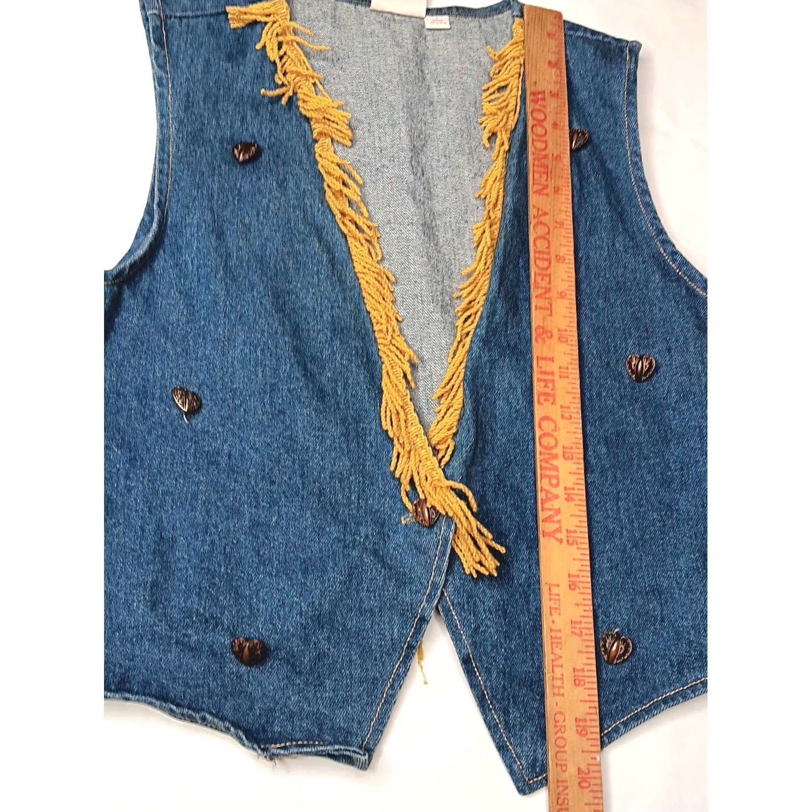 Cherokee VINTAGE Cherokee Western Vest Women Fringe Denim Blue Large L Sleeveless Buttoned Vest Size L / US 10 / IT 46 - 3 Thumbnail