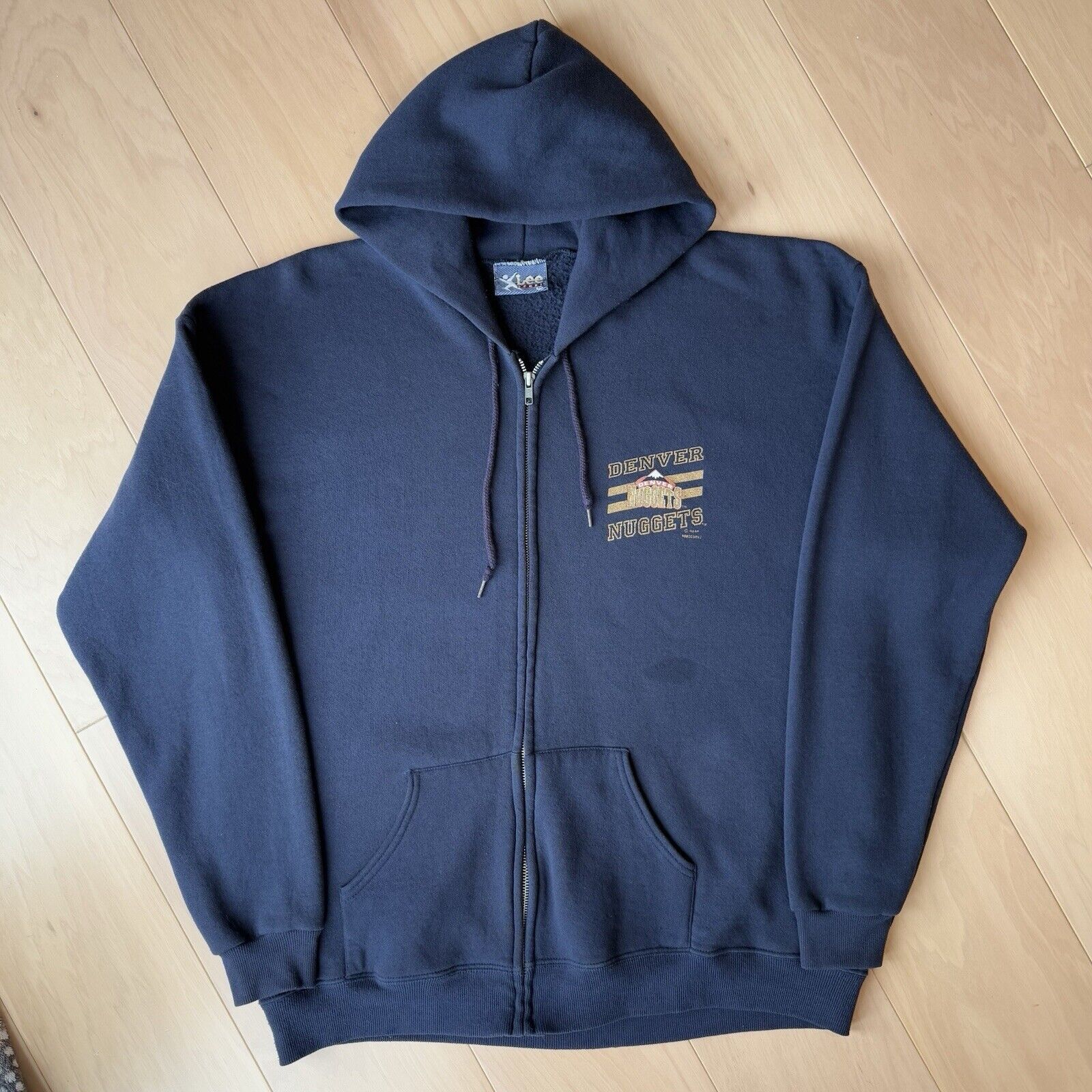 NBA × Vintage Vintage Denver Nuggets Jacket XL Navy 90s Full Zip NBA Size US XL / EU 56 / 4 - 2 Thumbnail